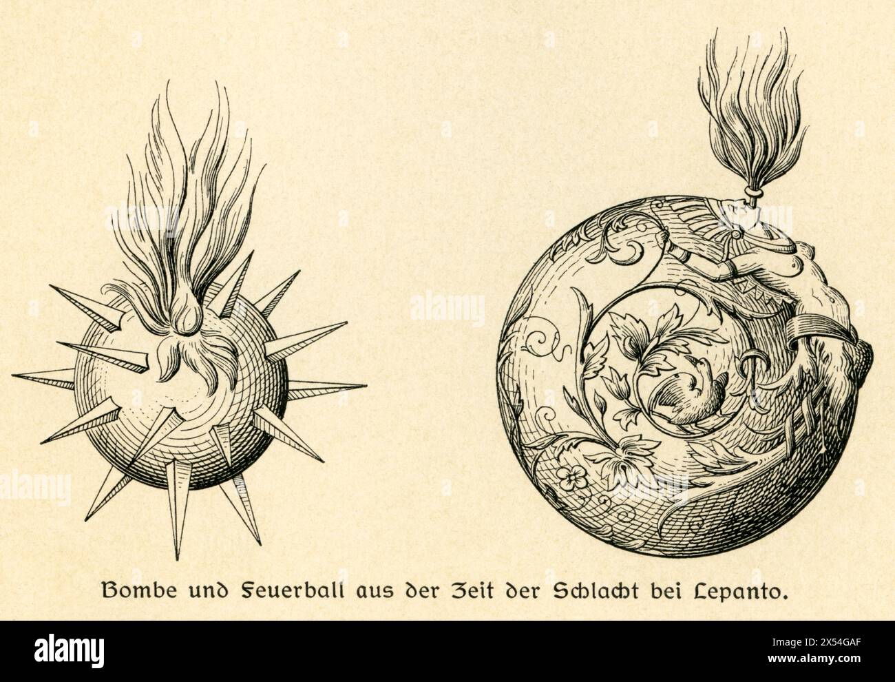 Europa, Griechenland, Seeschlacht BEI Lepanto, 1571 , spanischer Befehlshaber Don Juan d'Austria ( Johann von Österreich ) , bombe und Feuerball aus der Zeit, Motiv aus : Seehelden und Seeschlachten in neuerer und neuester Zeit , von Korvettenkapitän A.D. von Holleben, Verlag Otto Spamer , Leipzig , 1913 . / Europe, Grèce, bataille de Lépante, amiral espagnol Jean d'Autriche ( Don Juan d'Autriche ) , bombe et boule de feu de cette époque, image de : Seehelden und Seeschlachten in neuerer und neuester Zeit ( héros navals et batailles navales ces derniers temps ) , par capitaine de corvette ( être hors service Banque D'Images