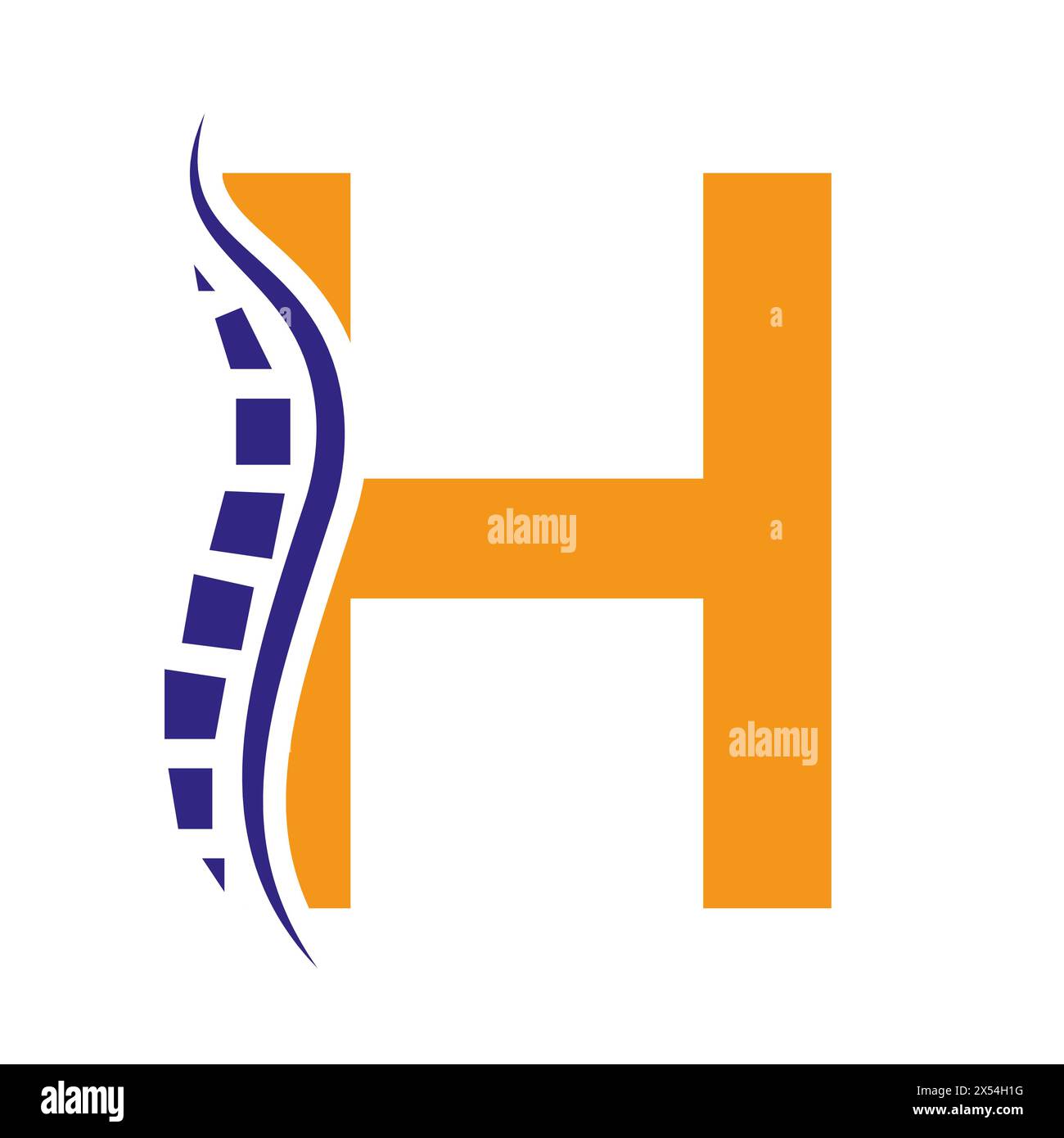 Lettre H concept de logo Backbone pour le symbole santé. Panneau de douleur dorsale Illustration de Vecteur