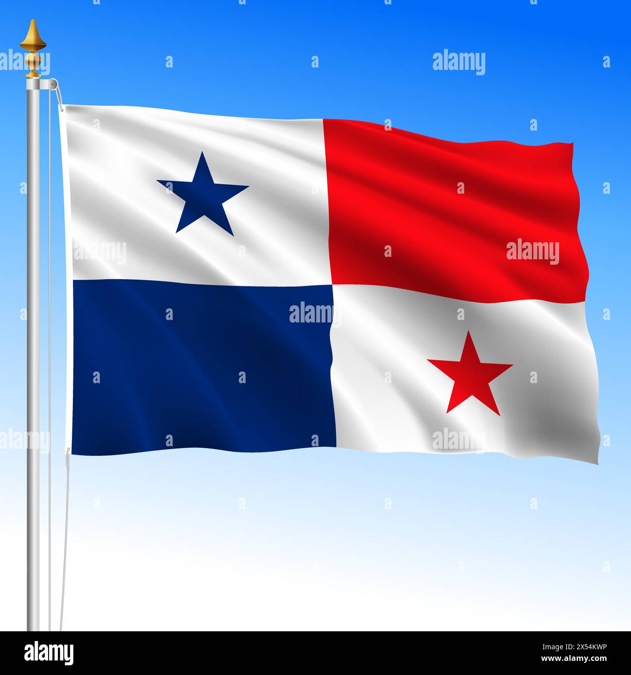 Panama, drapeau officiel de l'ondulation nationale, pays sud-américain, illustration vectorielle Illustration de Vecteur