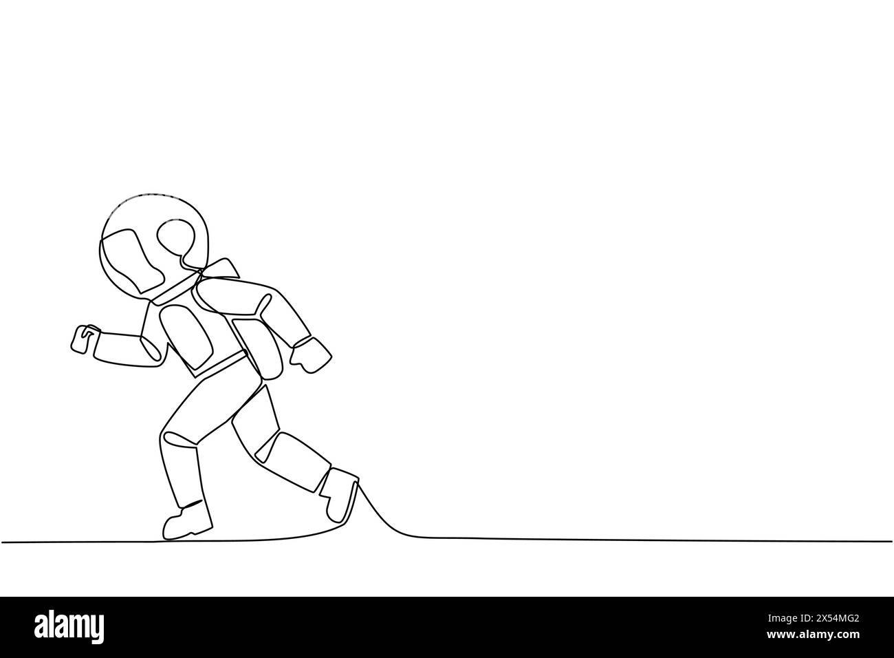 Une seule ligne continue dessinant astronaute faisant de l'exercice léger. La course vise à maintenir la santé cardiaque. Astronaute avec un style de vie sain. Bon mental. Illustration de Vecteur