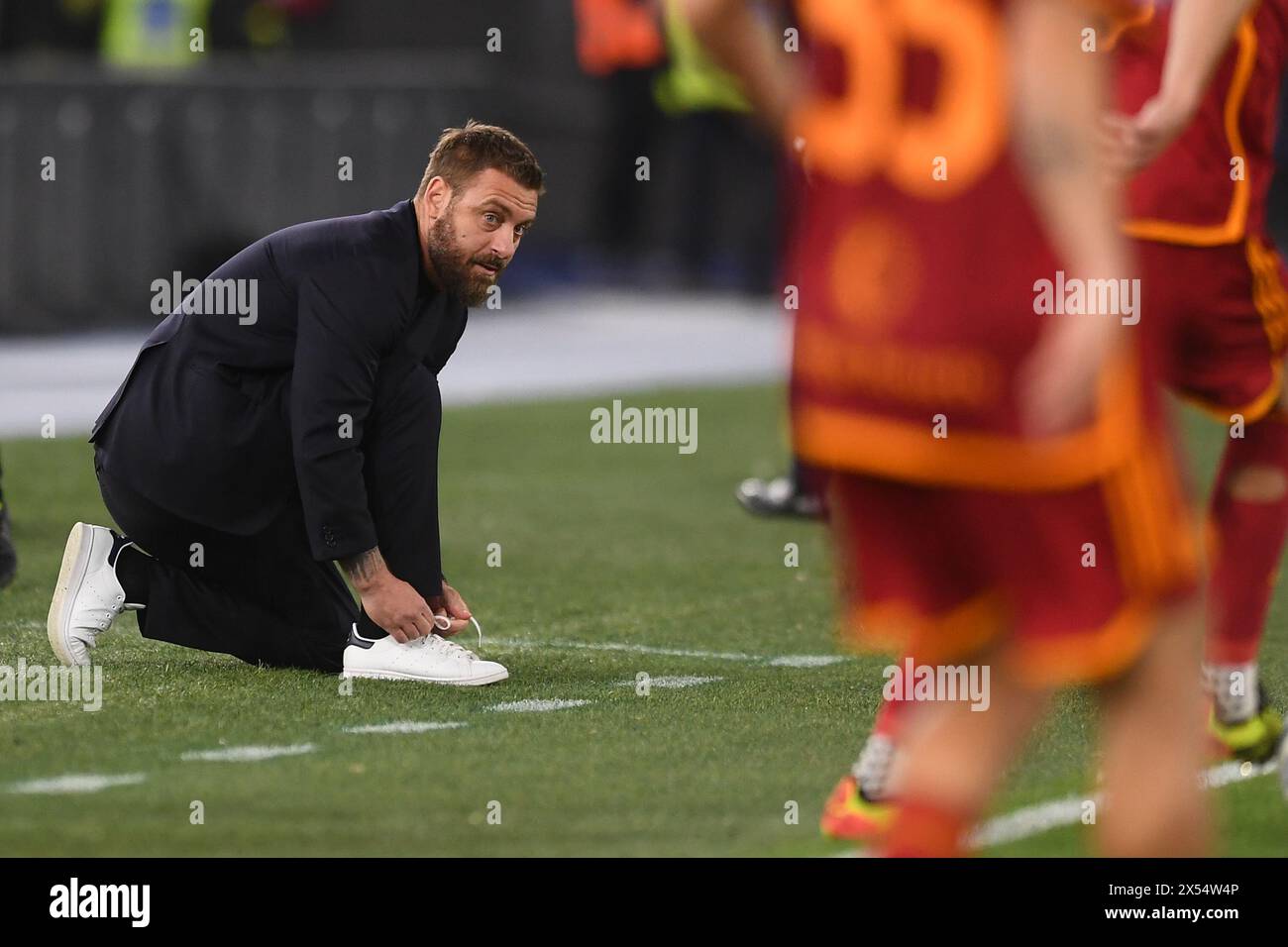 Daniele de Rossi entraîneur de L'AS Roma lors du match de Serie A entre L'AS Roma et la Juventus FC au stade Olimpico à Rome (Italie), le 5 mai 2024. Banque D'Images