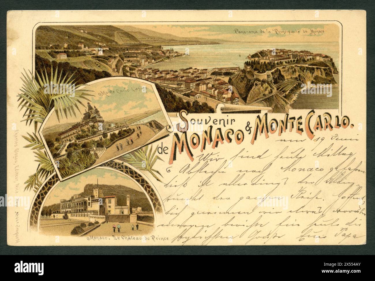 Géographie / voyage, Monaco, Monte Carlo, vue panoramique sur la Principauté de Monaco, carte postale, DROITS D'AUTEUR DE L'ARTISTE NE DOIVENT PAS ÊTRE EFFACÉS Banque D'Images