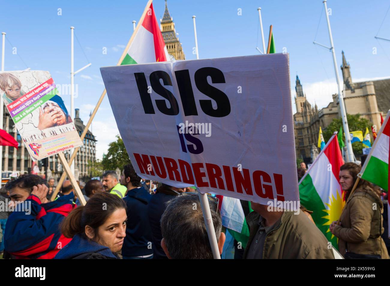 Manifestation anti-Daech (État islamique en Irak et en Syrie), organisée par des manifestants kurdes, qui demandaient plus d'aide au monde extérieur Banque D'Images