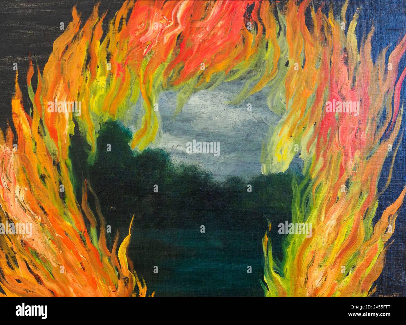 Le paysage en feu de René Magritte (1898 – 1967), 1928, huile sur toile Banque D'Images