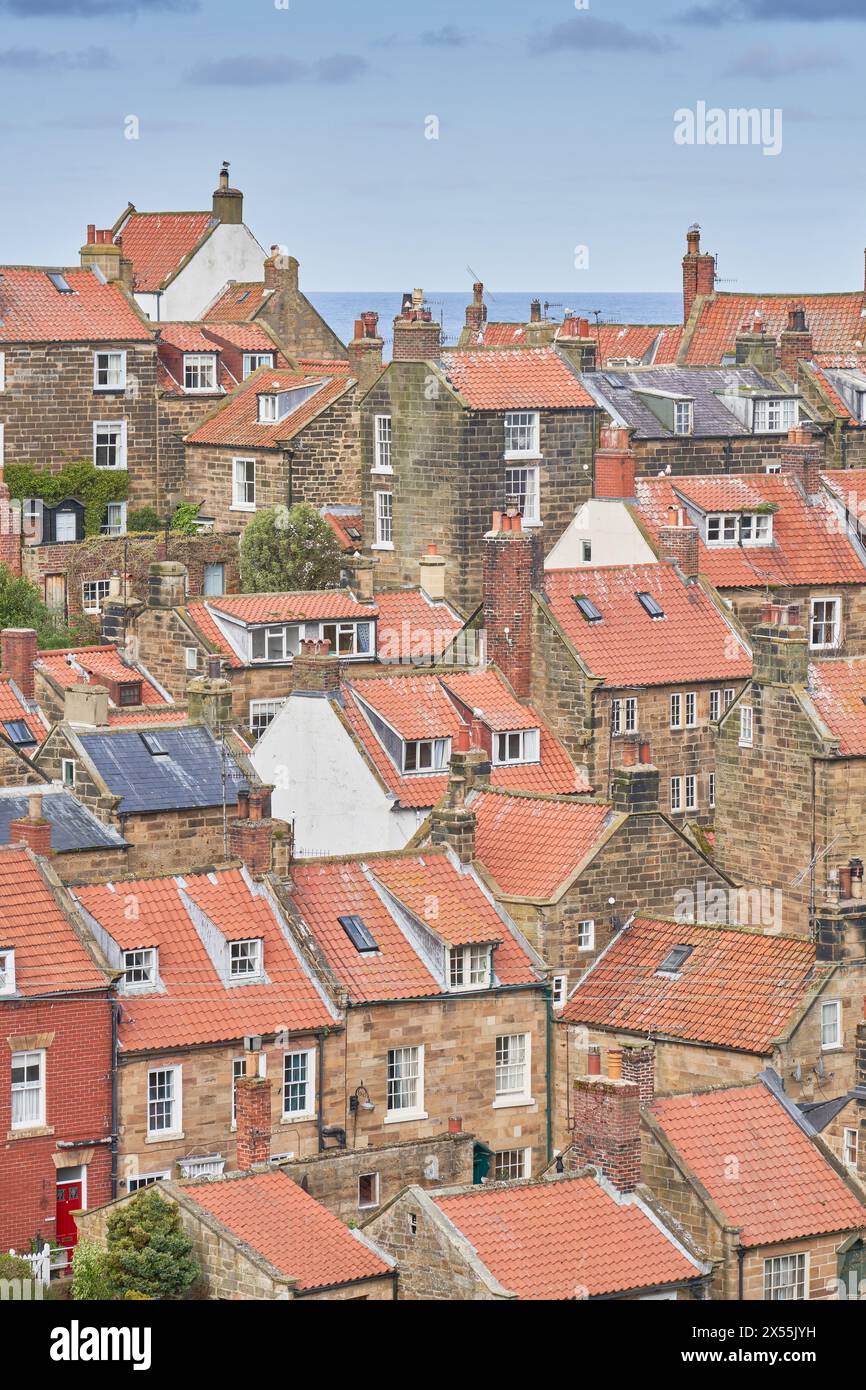 Vue sur le toit de Robin Hoods Bay, Yorkshire Banque D'Images