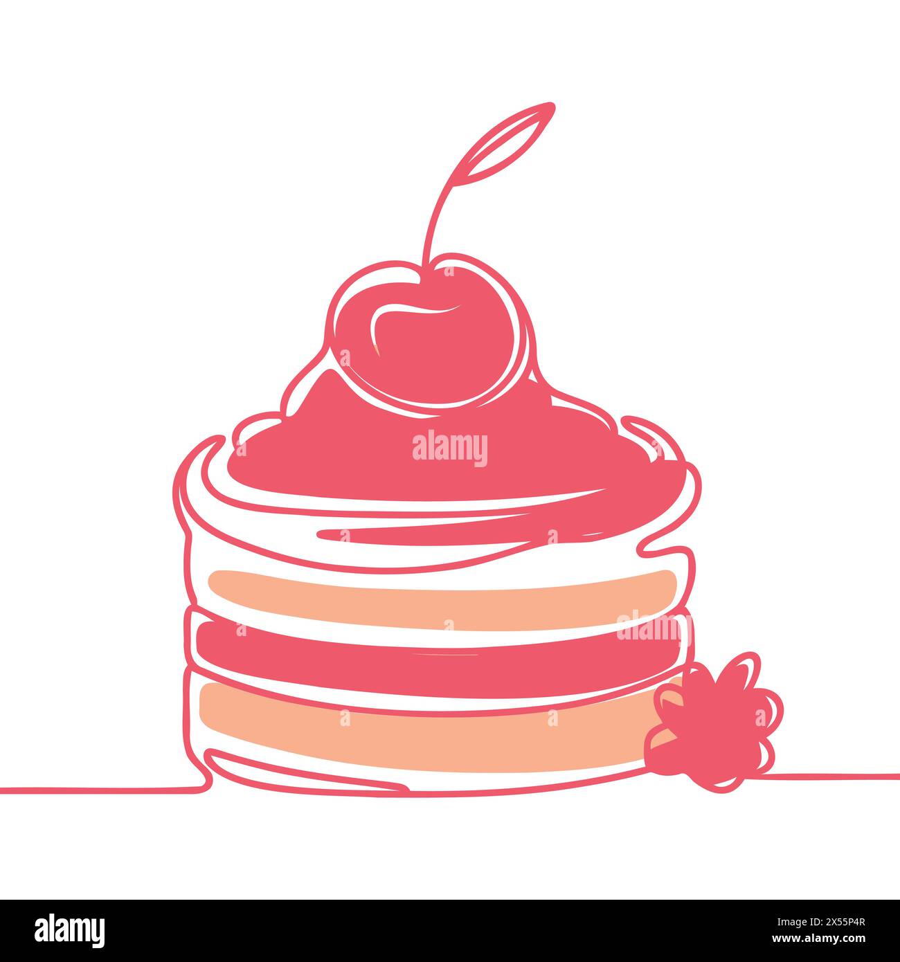 Dessin continu d'une ligne de gâteau. Concept pour café, boulangerie, restaurant. illustration vectorielle Illustration de Vecteur