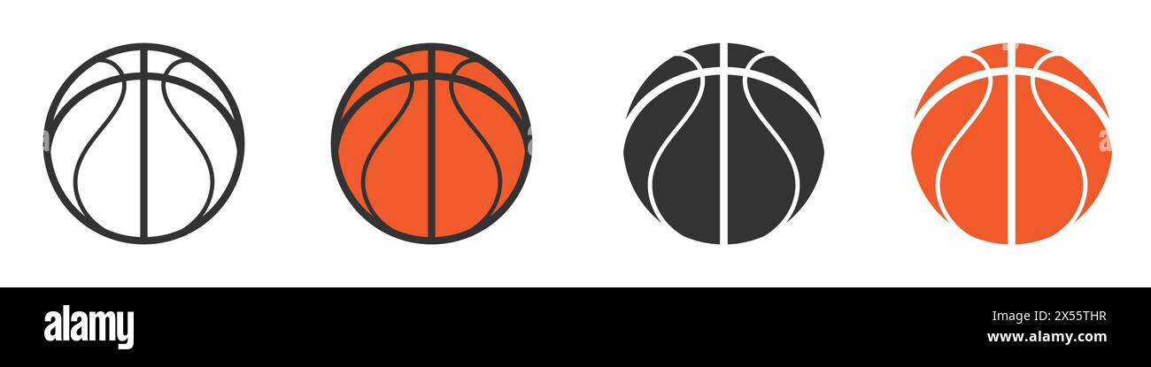Jeu d'icônes ballon de basket-ball. Illustration vectorielle Illustration de Vecteur