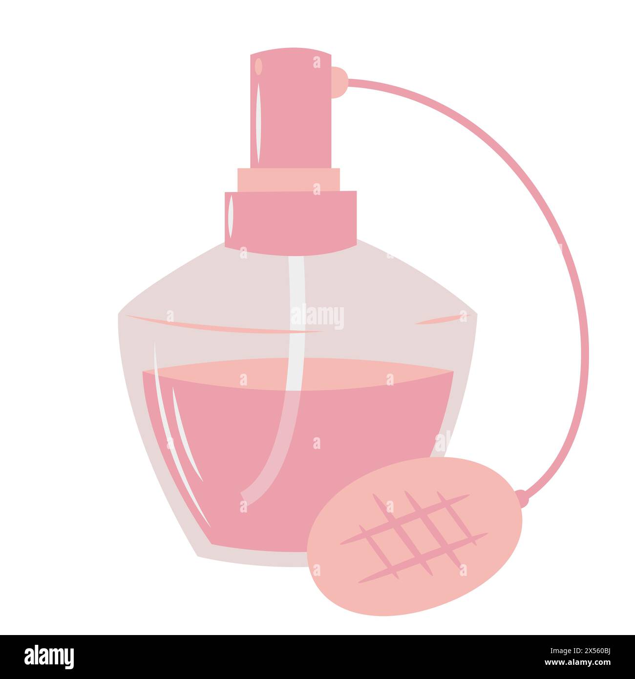 Parfum rose tendance dans un style plat. Esthétique Barbiecore. Illustration d'esquisse vectorielle isolée sur fond blanc. Eléments de design glamour. Illustration de Vecteur