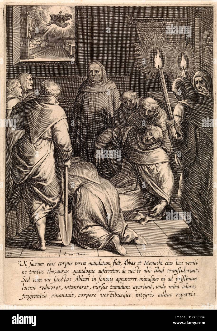 Exhumation du corps de Thomas d'Aquin, Egbert van Panderen, d'après Otto van Veen, 1610 Banque D'Images