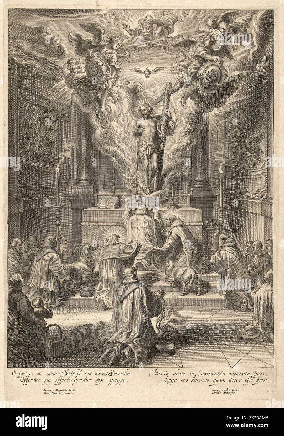 Messe de Saint Grégoire avec l'apparition du Christ, Mattheus Borrekens, d'après Abraham van Diepenbeeck, 1625 - 1670 Banque D'Images