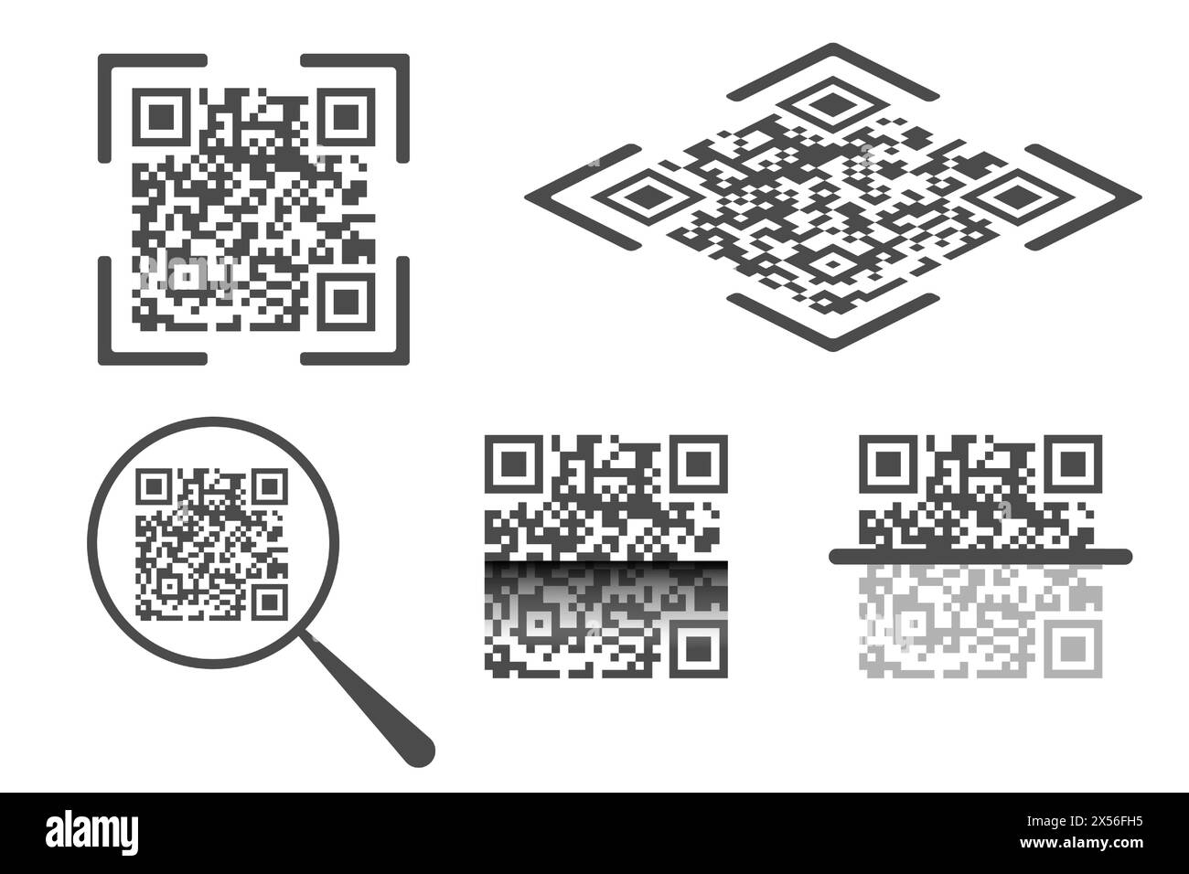 Icône de code de numérisation QR définie pour l'application mobile. Pictogrammes de technologie de paiement. Illustration vectorielle. Illustration de Vecteur