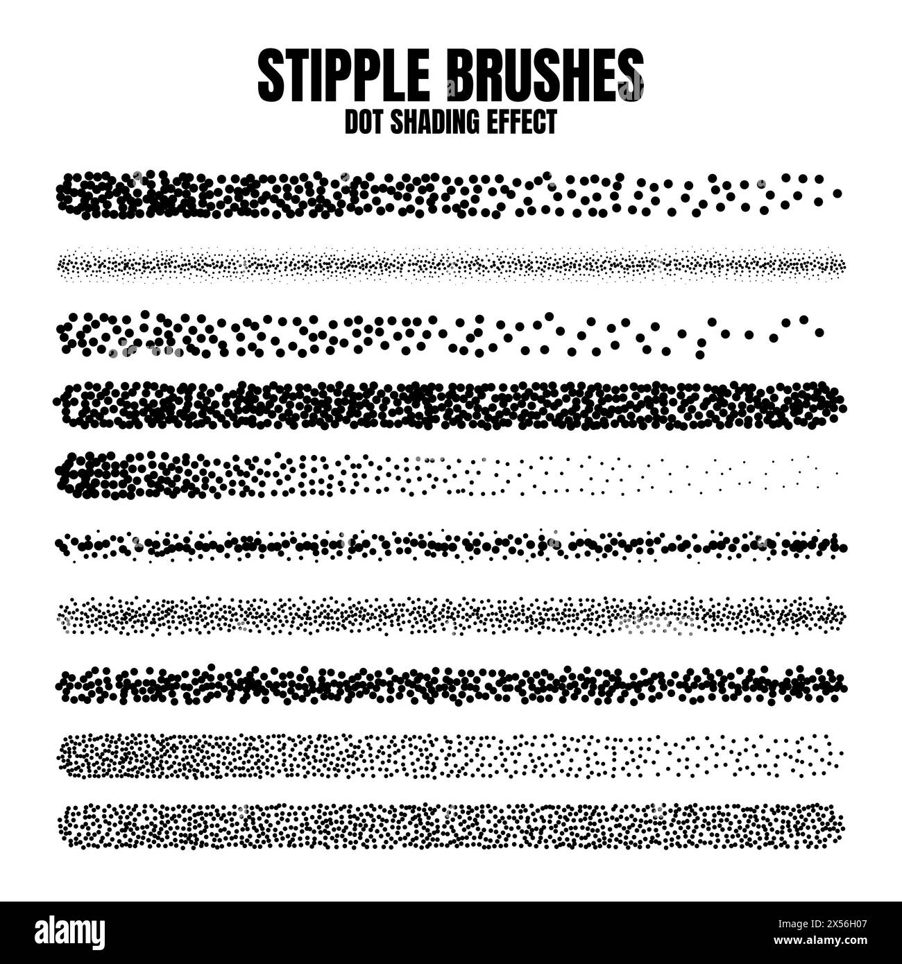 Pinceau dispersé à stipple, dessin à l'encre et texturation. Dégradé de fondu. Pointillés, dessin dotwork, ombrage à l'aide de points. Effet de désintégration des demi-tons Illustration de Vecteur