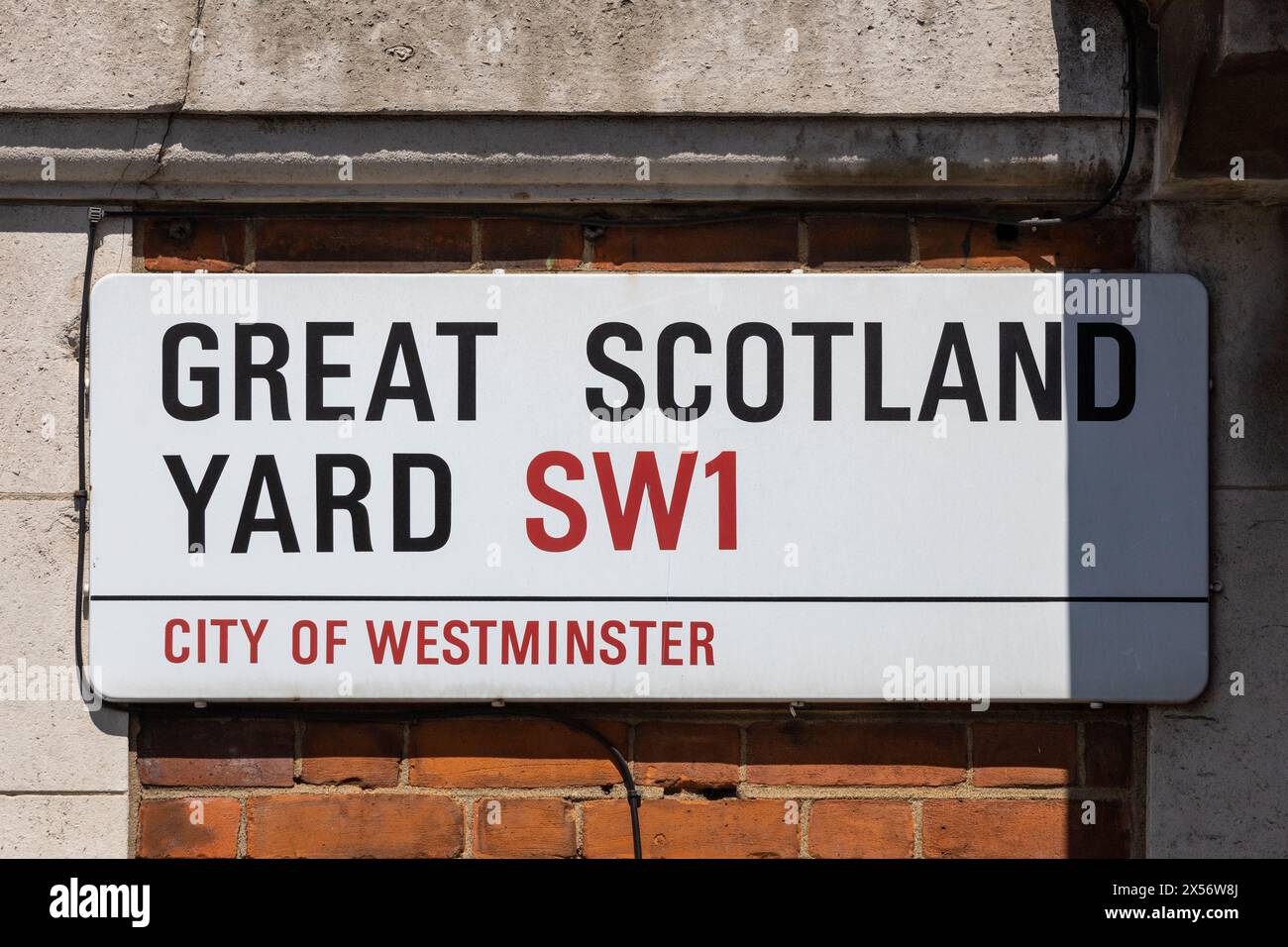 Londres, Royaume-Uni - 20 juin 2022 : panneau de rue Great Scotland Yard sur un mur de briques. Banque D'Images