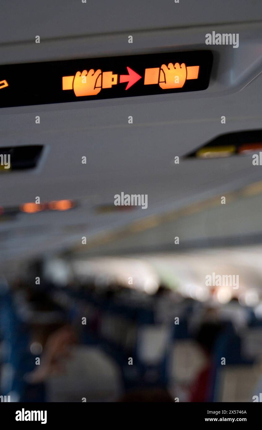 Intérieur de l'aéronef, les courroies signal déformé Banque D'Images