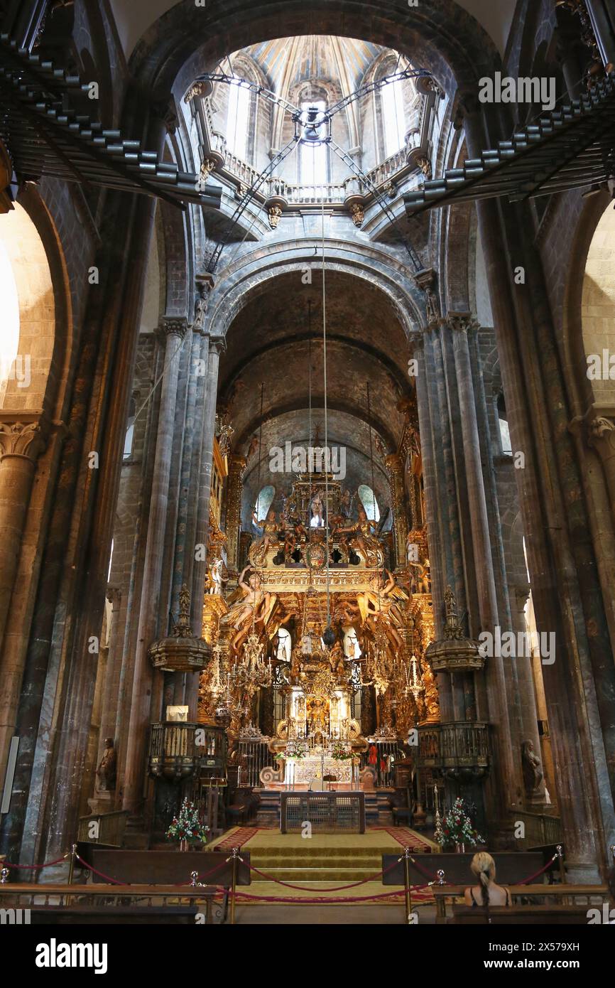 Cathédrale, Saint-Jacques-de-Compostelle, province de CoruÒa, Galice, Espagne. Banque D'Images