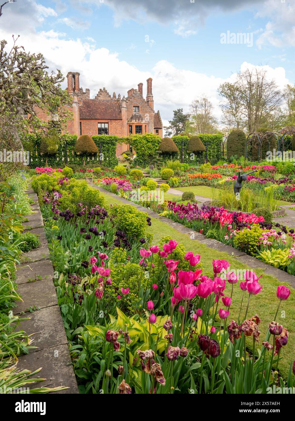 Chenies Manor Sunken Garden à Tulip Time. Banque D'Images