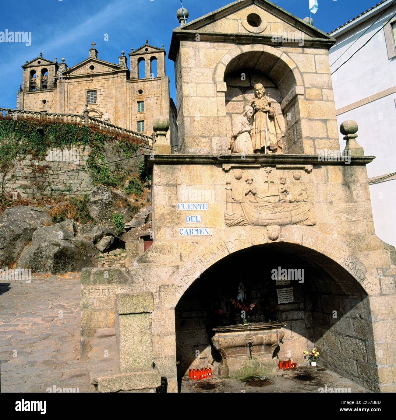 Fuente del Carmen. Eglise de Santa María. Padrón. Province de La Corogne. La Galice. Espagne Banque D'Images