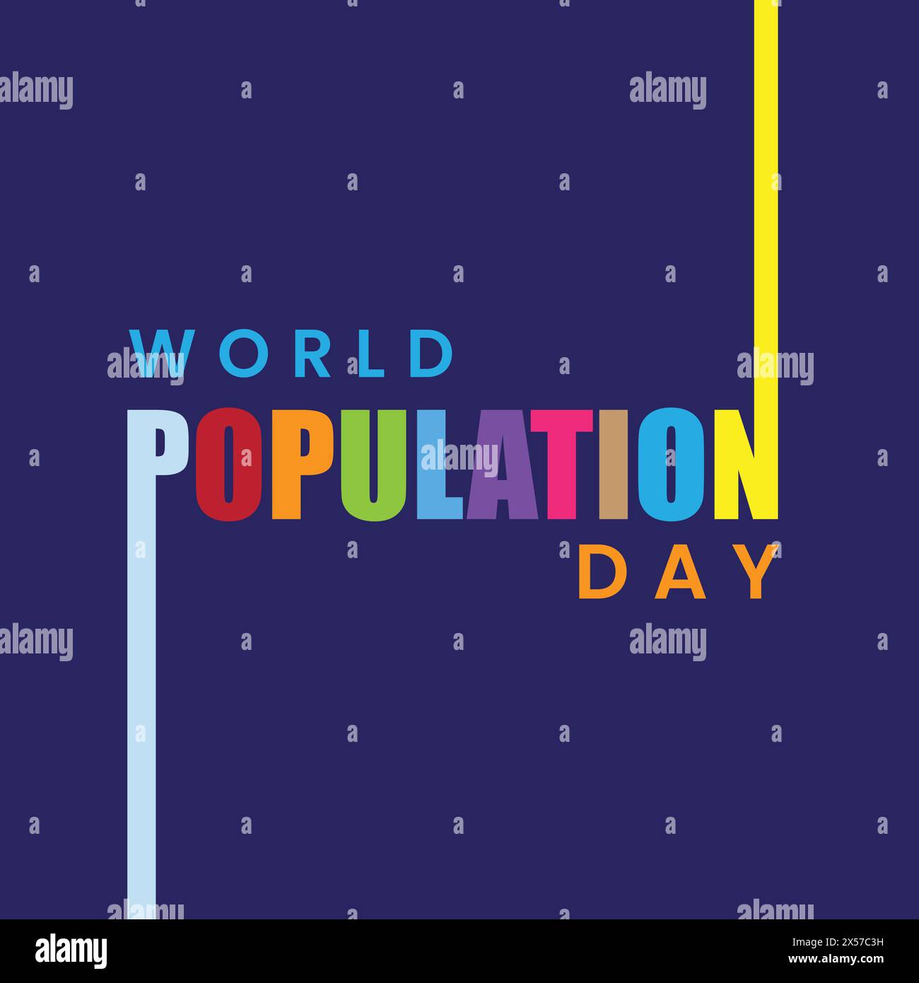 Logo de typographie coloré de la Journée mondiale de la population, conception créative de concept pour bannière, affiche. Illustration de Vecteur