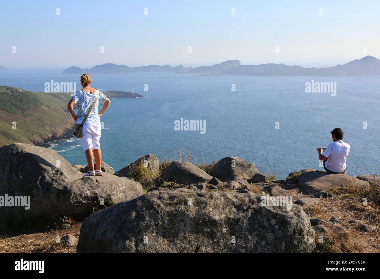Parc national du Terrestre Maritime des îles de l'Atlantique, Islas cies, Cabo Home, Cangas, province de Pontevedra, Galice, Espagne. Banque D'Images