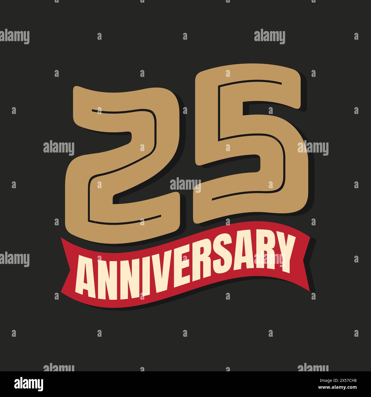 conception de logo anniversaire de 25 ans. Modèle d'anniversaire de 25 ans, badge, autocollant, affiche, bannière, invitation, mariage, jubilé et carte de voeux. Illustration de Vecteur