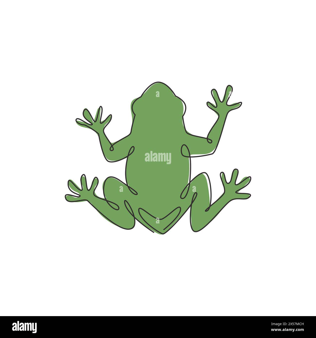 Un dessin de ligne continue de grenouille drôle pour l'identité de logo de jouet d'enfants. Concept d'icône d'animal reptile. Trendy single line dessiner vecteur de conception graphique illus Illustration de Vecteur