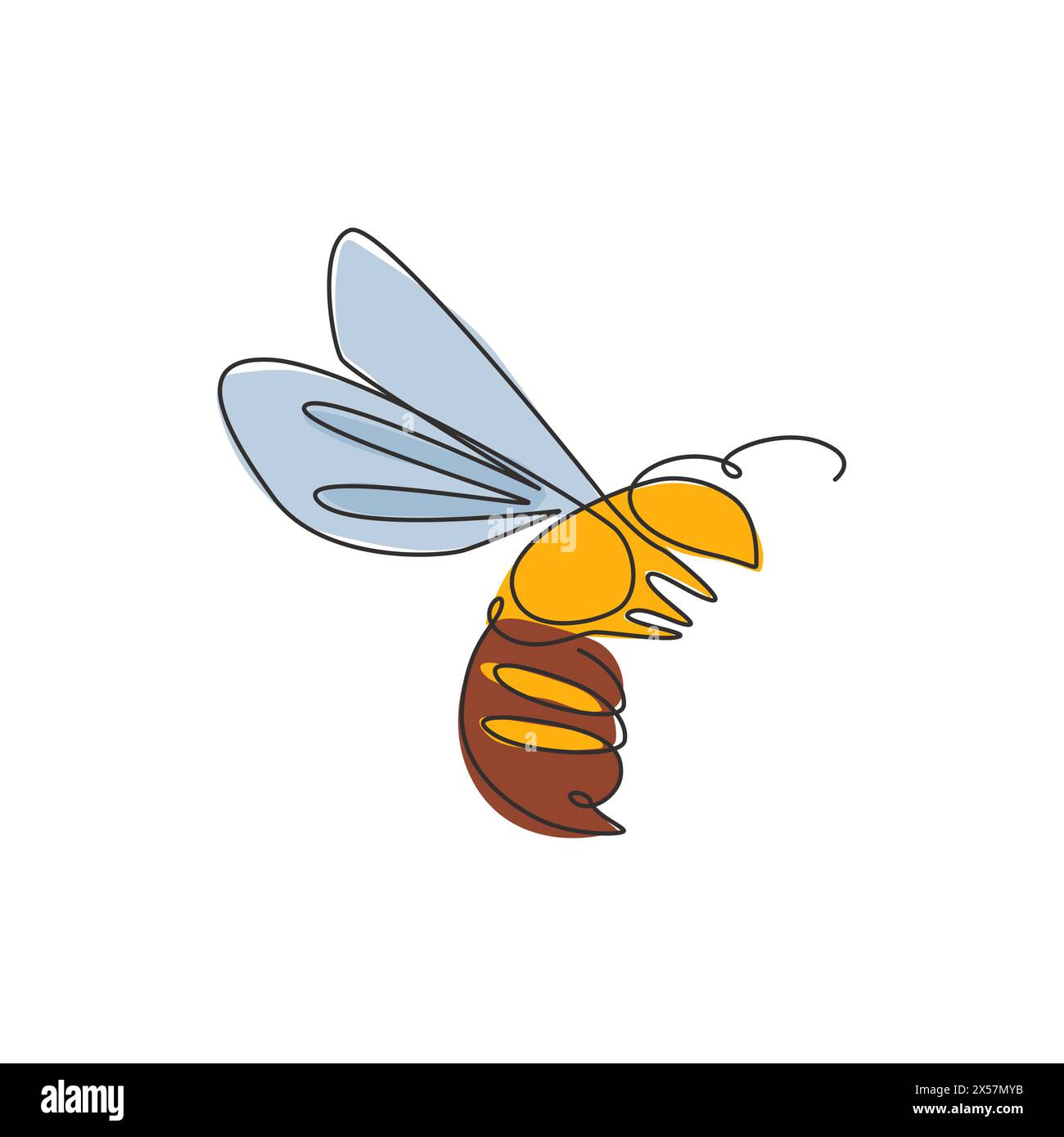 Un dessin simple ligne de mignonne abeille pour l'identité du logo de l'entreprise. Concept d'icône de ferme d'abeilles de miel de forme animale de guêpe. Graphique de dessin de ligne continue moderne Illustration de Vecteur