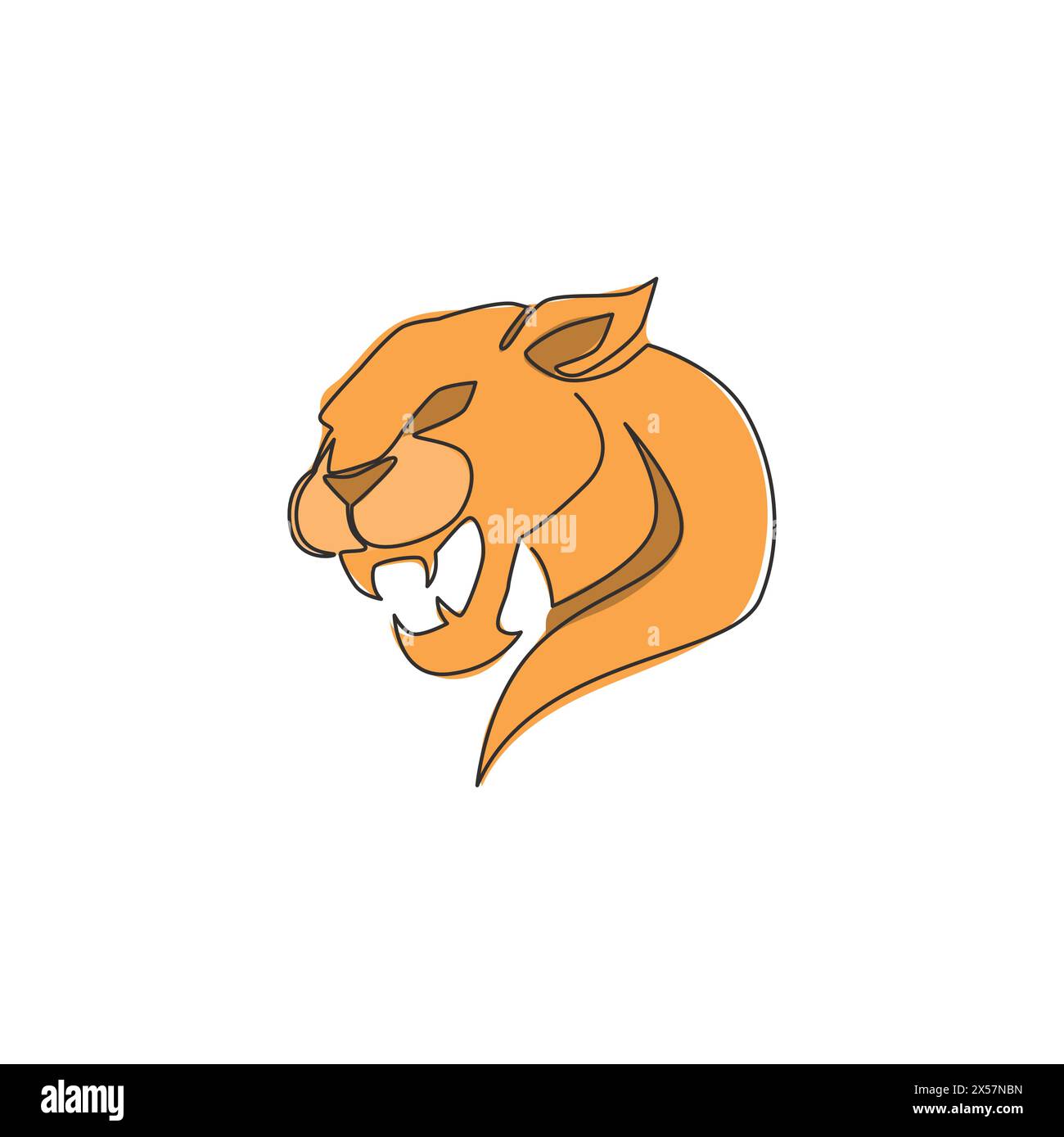 Dessin en ligne continue unique de léopard élégant pour l'identité du logo de l'équipe de chasseur. Concept de mascotte animal mammifère jaguar dangereux pour club de sport. Tendance Illustration de Vecteur