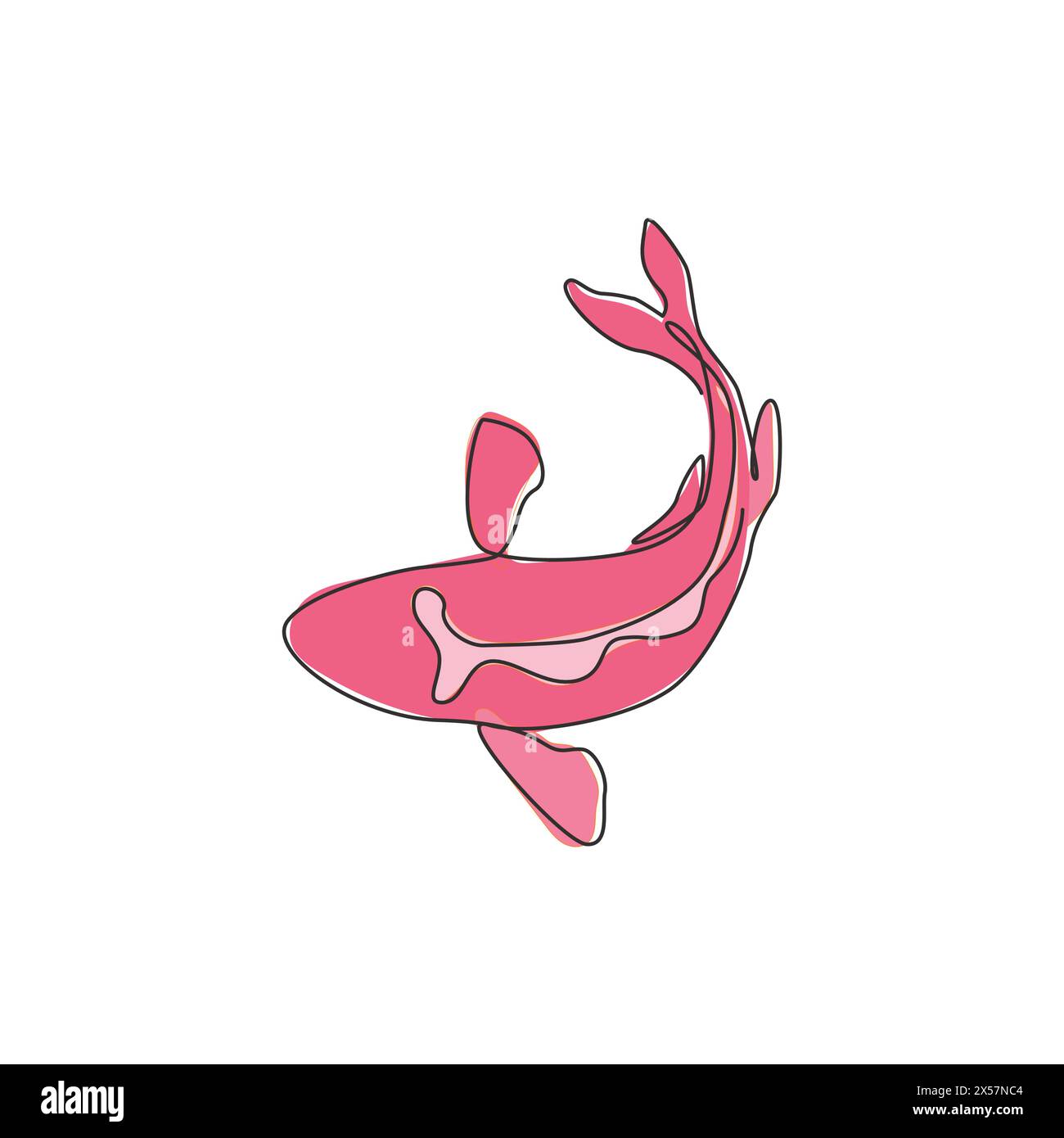 Dessin en ligne continue unique de beaux poissons koï exotiques pour l'identité naturelle du logo de jardin d'étang. Concept d'icône de poisson de beauté de carpe typique asiatique. Dynami Illustration de Vecteur