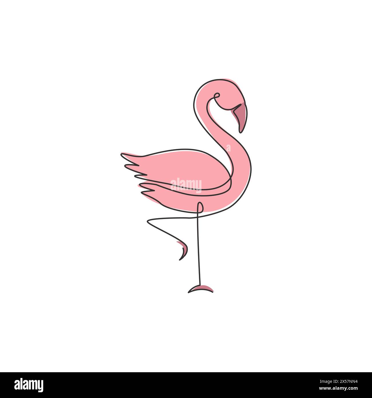 Un dessin simple ligne de flamant rose exotique pour l'identité de logo d'entreprise. Concept de mascotte oiseau Flamingo pour marque de produit. Ligne continue tendance Illustration de Vecteur