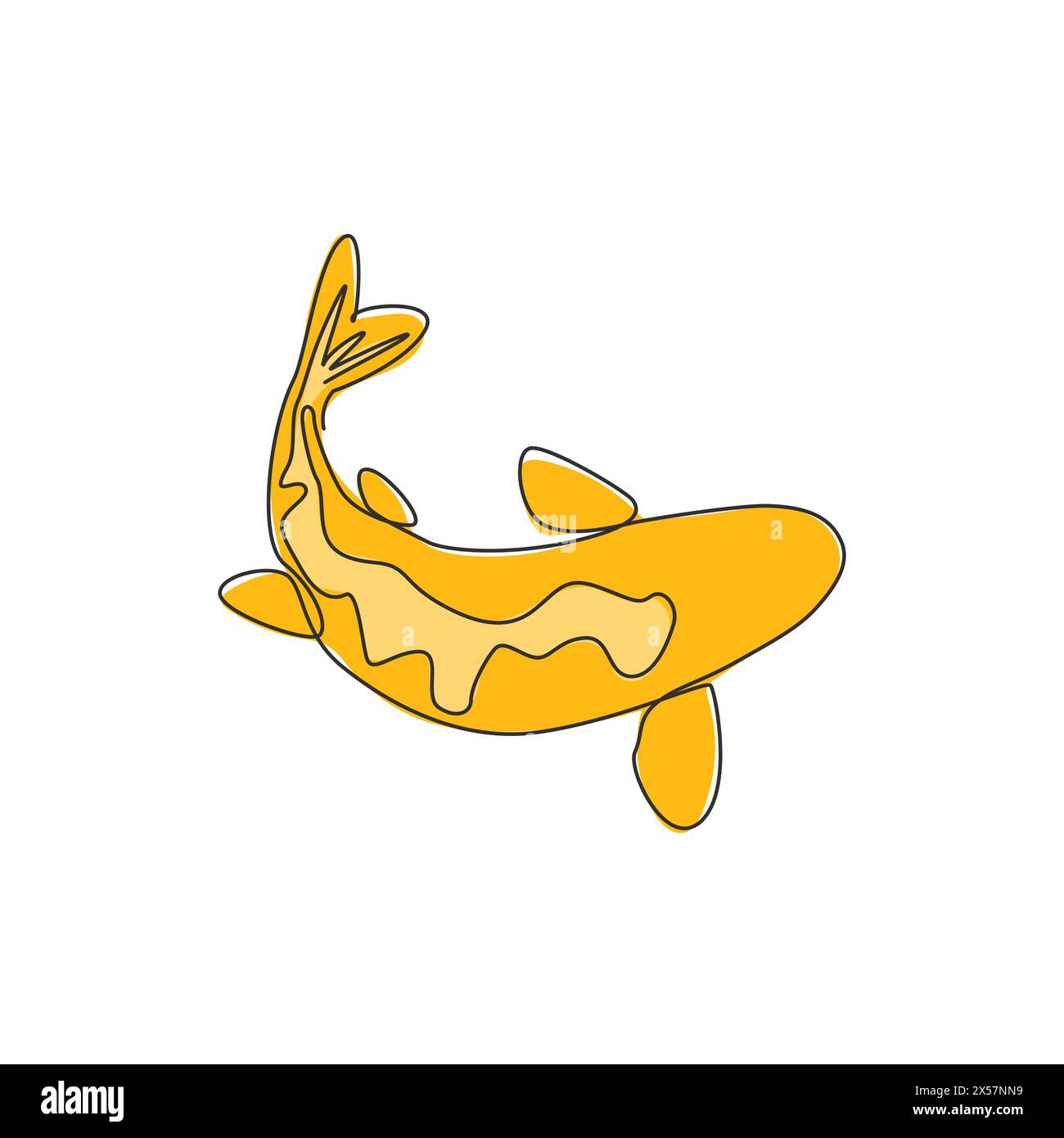 Un dessin en ligne continue de beaux poissons koi élégants pour l'identité de logo de ferme d'aquarium. Concept d'icône de poisson de carpe de beauté typique japonais. Trendy Sing Illustration de Vecteur