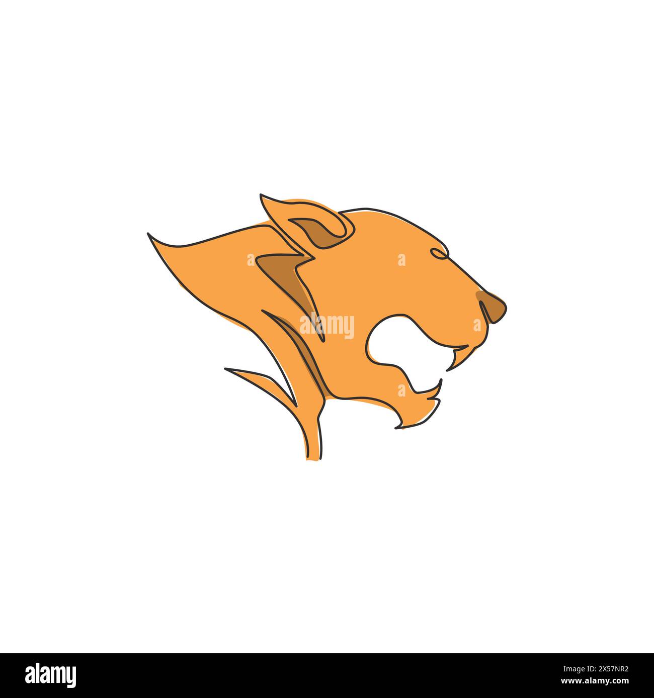 Un seul dessin de ligne de tête de léopard sauvage pour l'identité de logo d'entreprise. Fort concept de mascotte d'animal mammifère jaguar pour la conservation nationale Illustration de Vecteur