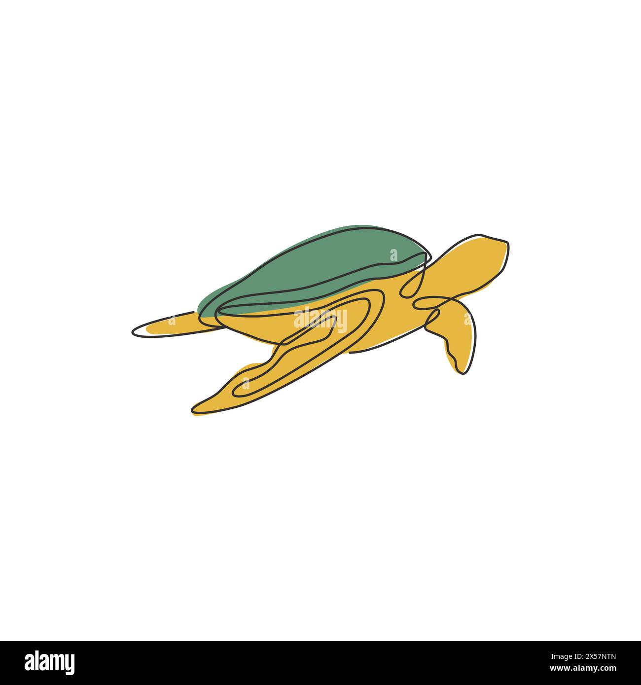 Un dessin en ligne continue de tortue de mer sauvage pour l'identité du logo du parc aquatique aquatique aquatique. Concept de mascotte animal reptile océanique mignon pour l'organisation de l'environnement Illustration de Vecteur