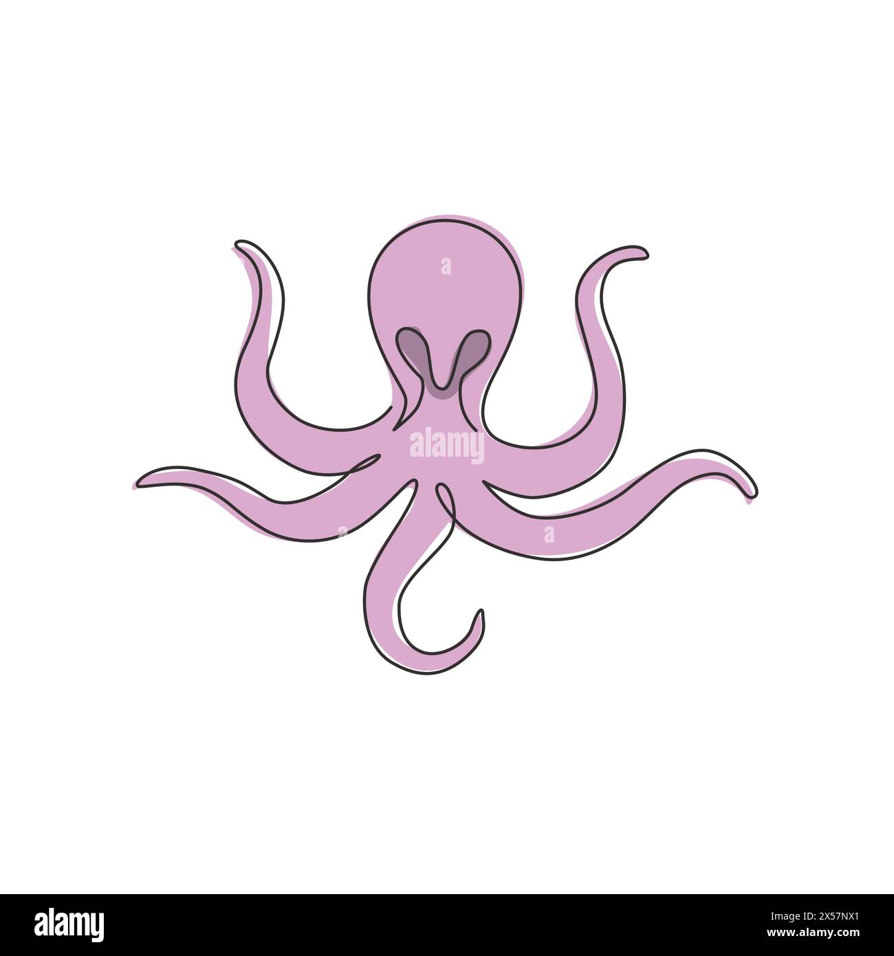 Dessin de ligne continue unique de poulpe géant pour l'identité du logo du monde de l'aquarium. Concept légendaire de mascotte d'animaux kraken pour icône de spectacle aquatique. Tendance Illustration de Vecteur