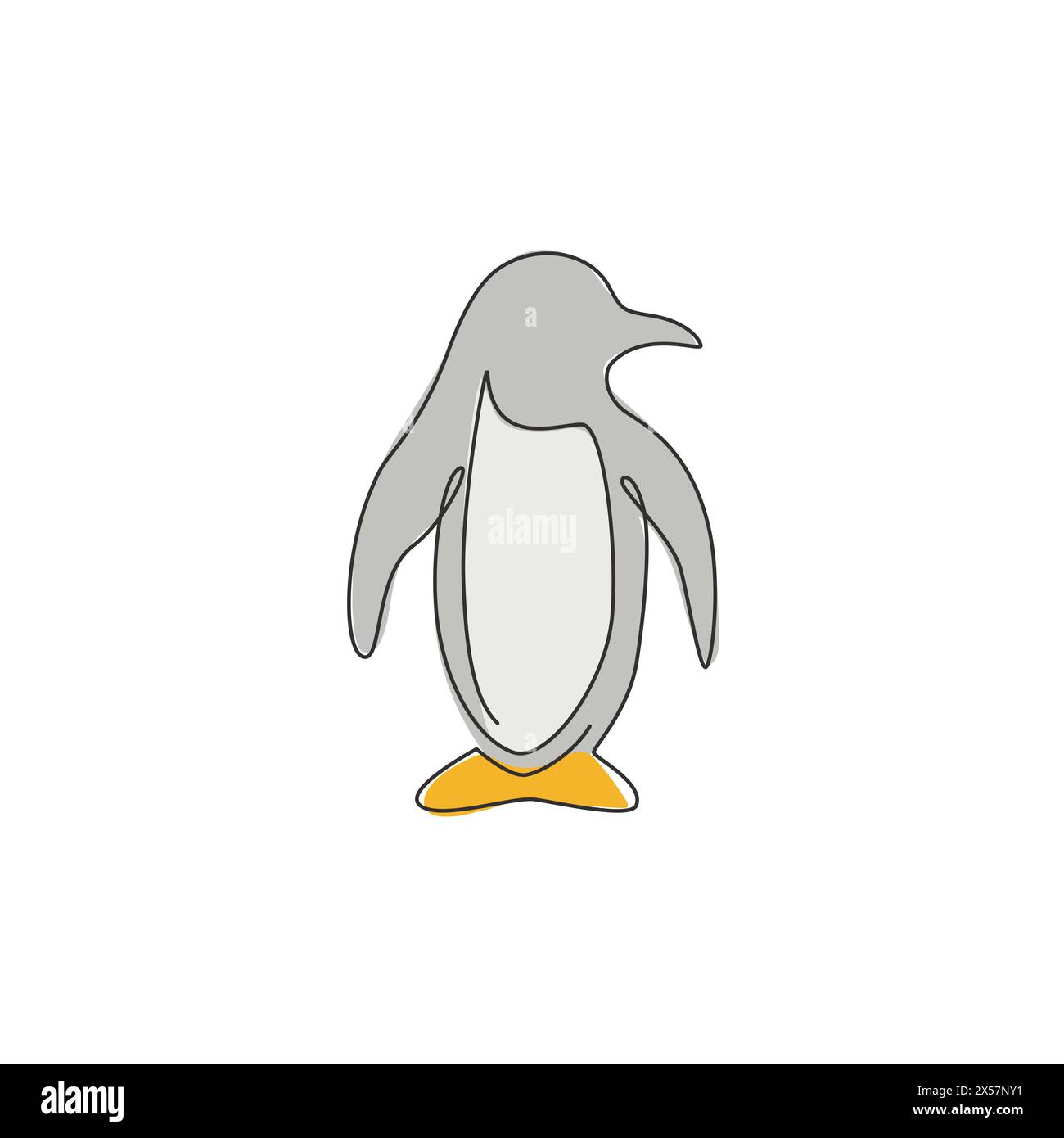 Un dessin simple ligne de pingouin drôle mignon pour l'identité de logo d'entreprise. Concept de mascotte d'oiseau de pôle Nord pour le parc zoologique national. Continue moderne Illustration de Vecteur