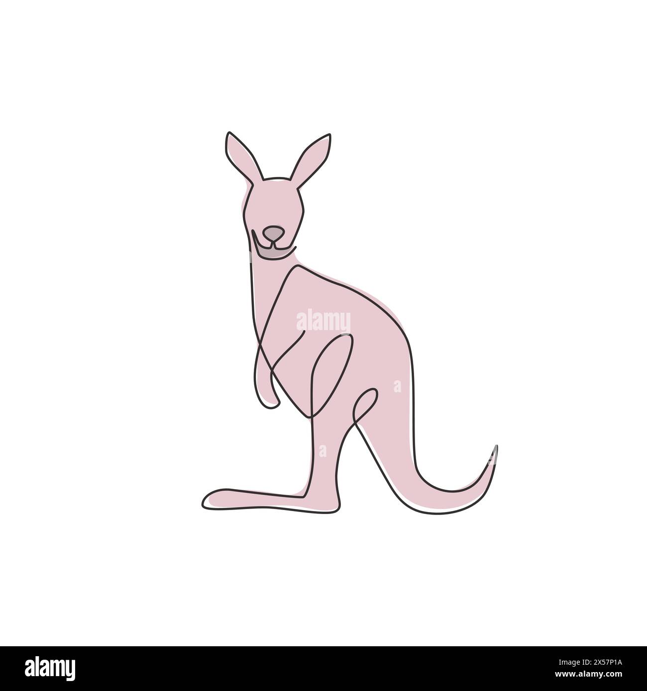 Un dessin d'une seule ligne de mignon kangourou debout pour l'identité du logo d'entreprise. Animal wallaby de l'Australie concept de mascotte pour l'icône de l'entreprise. Continuou Illustration de Vecteur