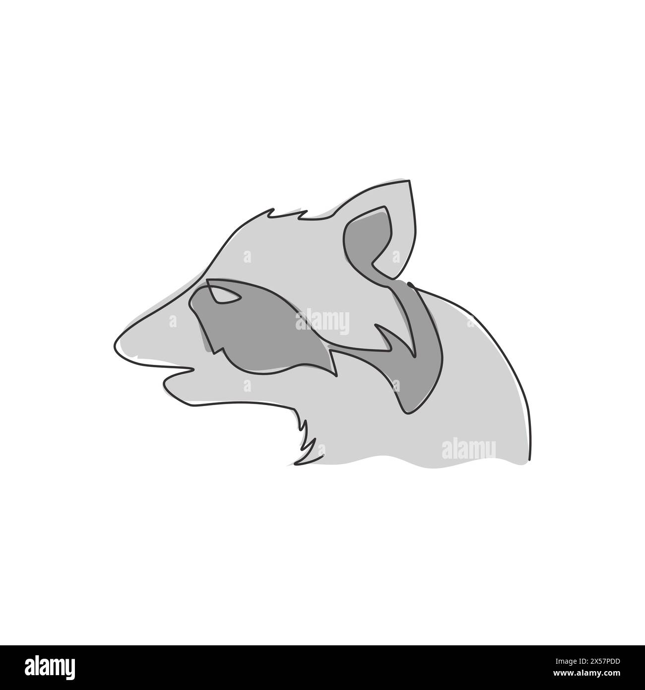 Dessin en ligne continue unique de raton laveur adorable et mignon pour l'identité du logo e-sport. Concept drôle de mascotte d'animal mammifère pour l'icône de jeu d'équipe. Un Illustration de Vecteur