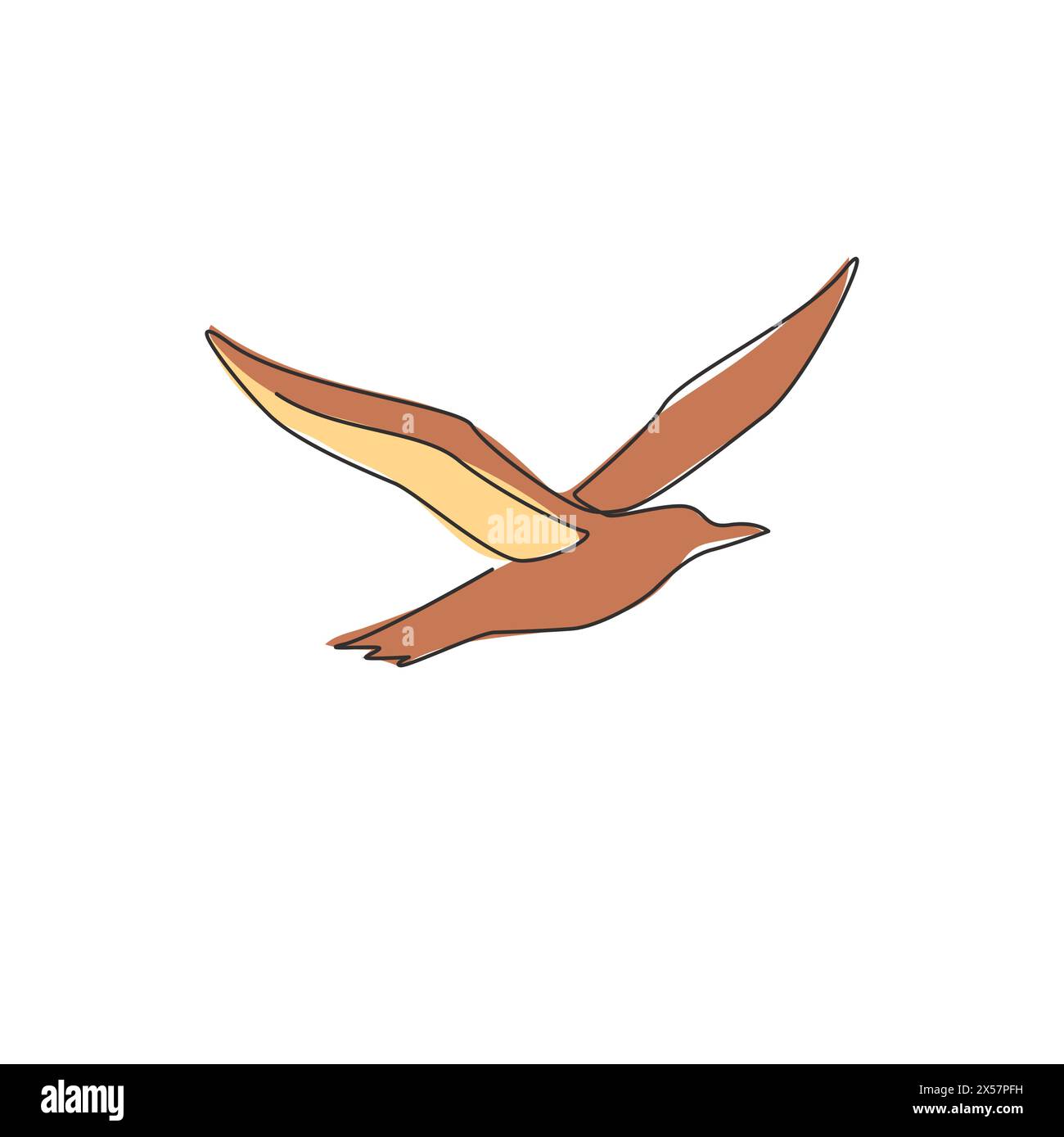 Un dessin en ligne continue d'albatros mignon pour l'identité du logo de conservation des oiseaux. Adorable concept de mascotte d'oiseau de mer pour icône de zoo national. Sin dynamique Illustration de Vecteur