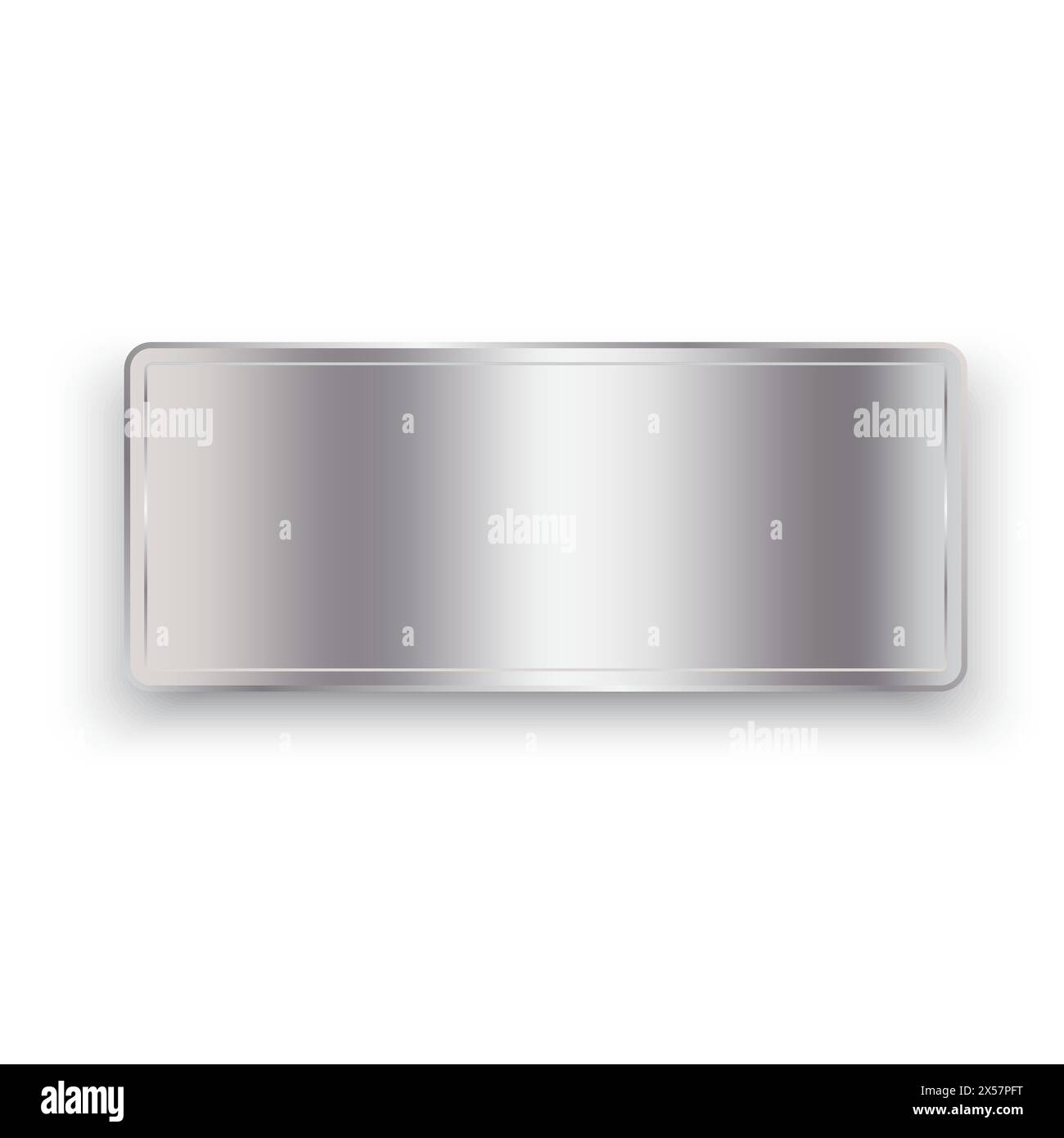 Icône de bouton en métal argenté. Orientation horizontale. Surface brillante réfléchissante. Graphique vectoriel. Illustration de Vecteur