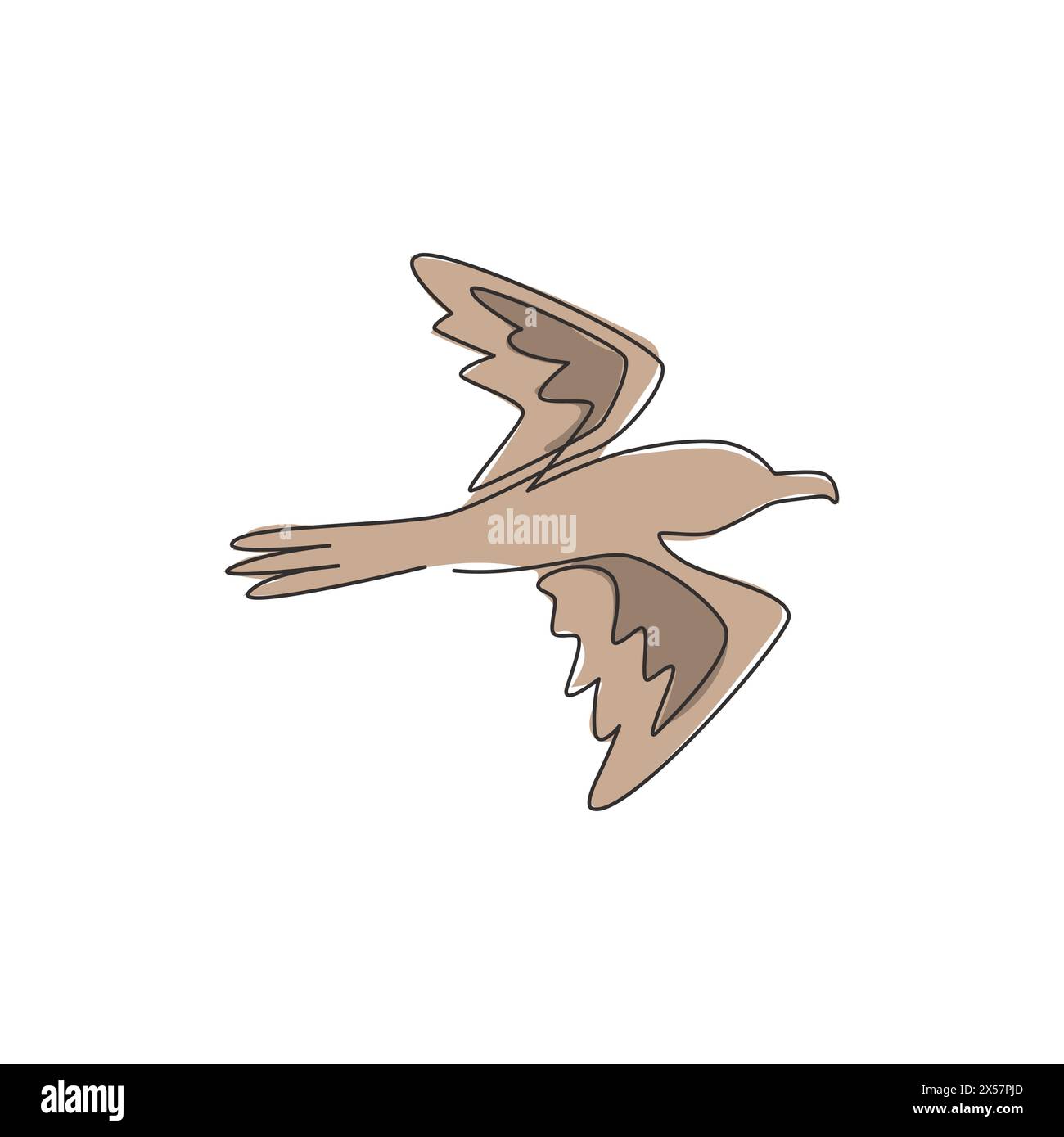 Dessin de ligne continue simple d'albatros mignon pour l'identité de logo d'entreprise. Concept adorable de mascotte d'oiseau de mer pour l'icône de marque de compagnie maritime. Moderne Illustration de Vecteur