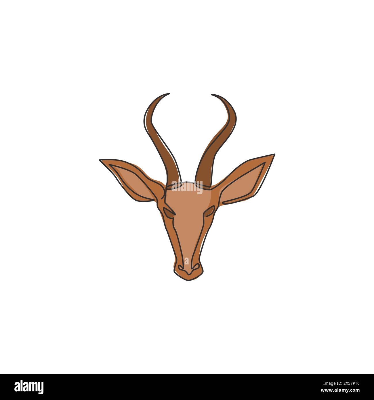 Un dessin de ligne continue de tête d'antilope adorable pour l'identité du logo de l'entreprise. Concept de mascotte de gazelle à cornes pour icône de parc safari. Graphique linéaire unique Illustration de Vecteur