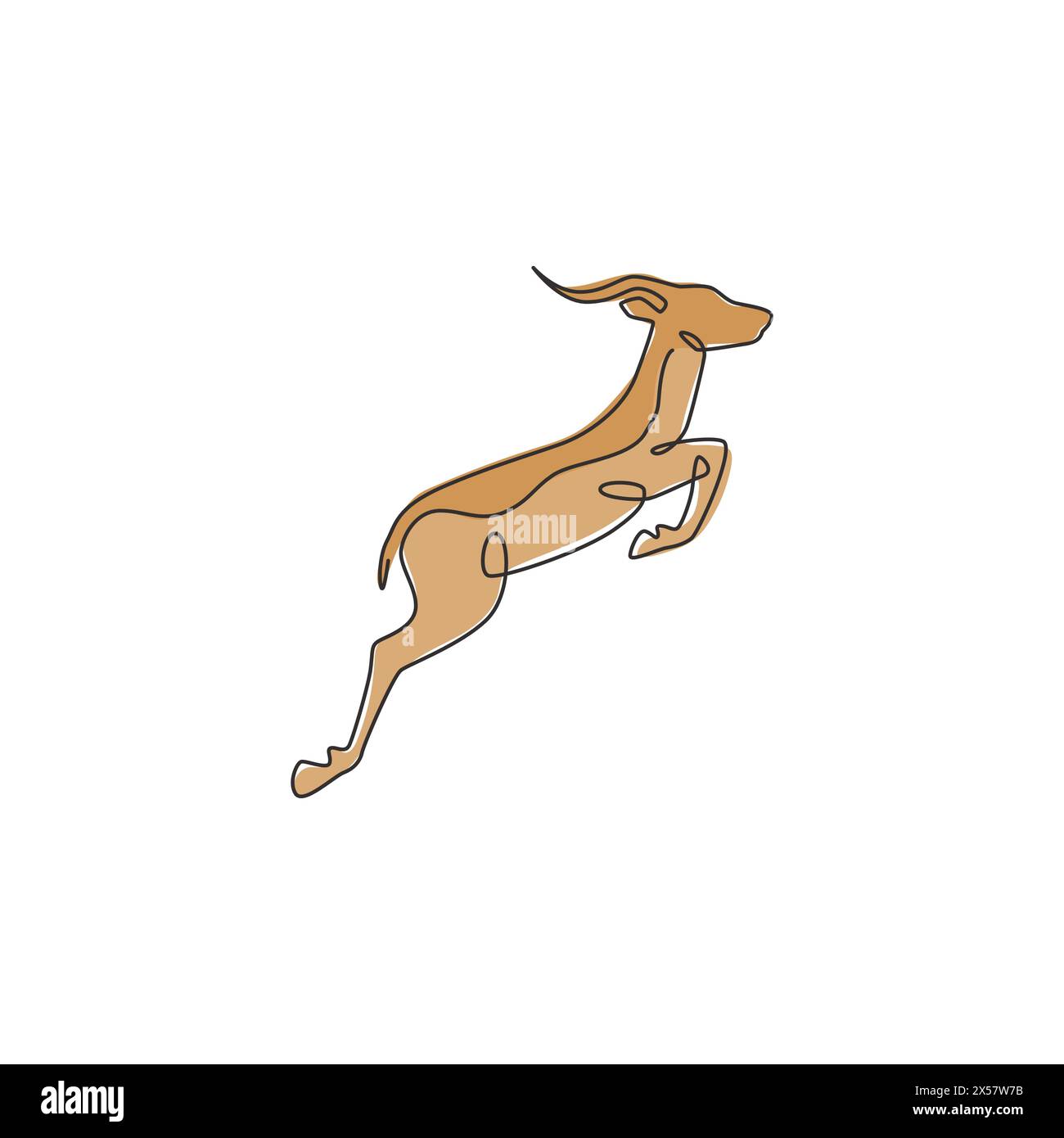Un dessin de ligne continue d'adorable antilope sautant pour l'identité du logo de l'entreprise. Concept de mascotte de gazelle agile à cornes pour icône de parc safari. L unique Illustration de Vecteur