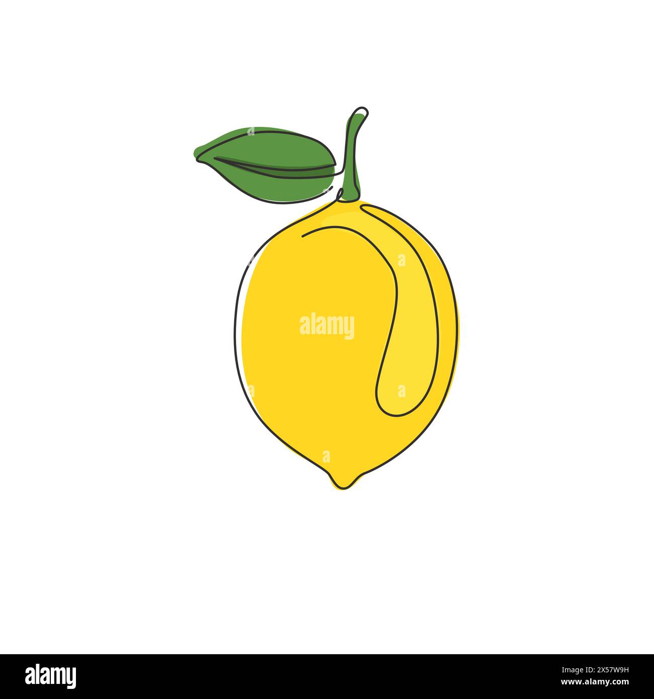Un seul dessin de ligne de citron biologique sain entier pour l'identité du logo de verger. Concept de fruitage de limonade fraîche pour icône de jardin fruitier. Contin moderne Illustration de Vecteur