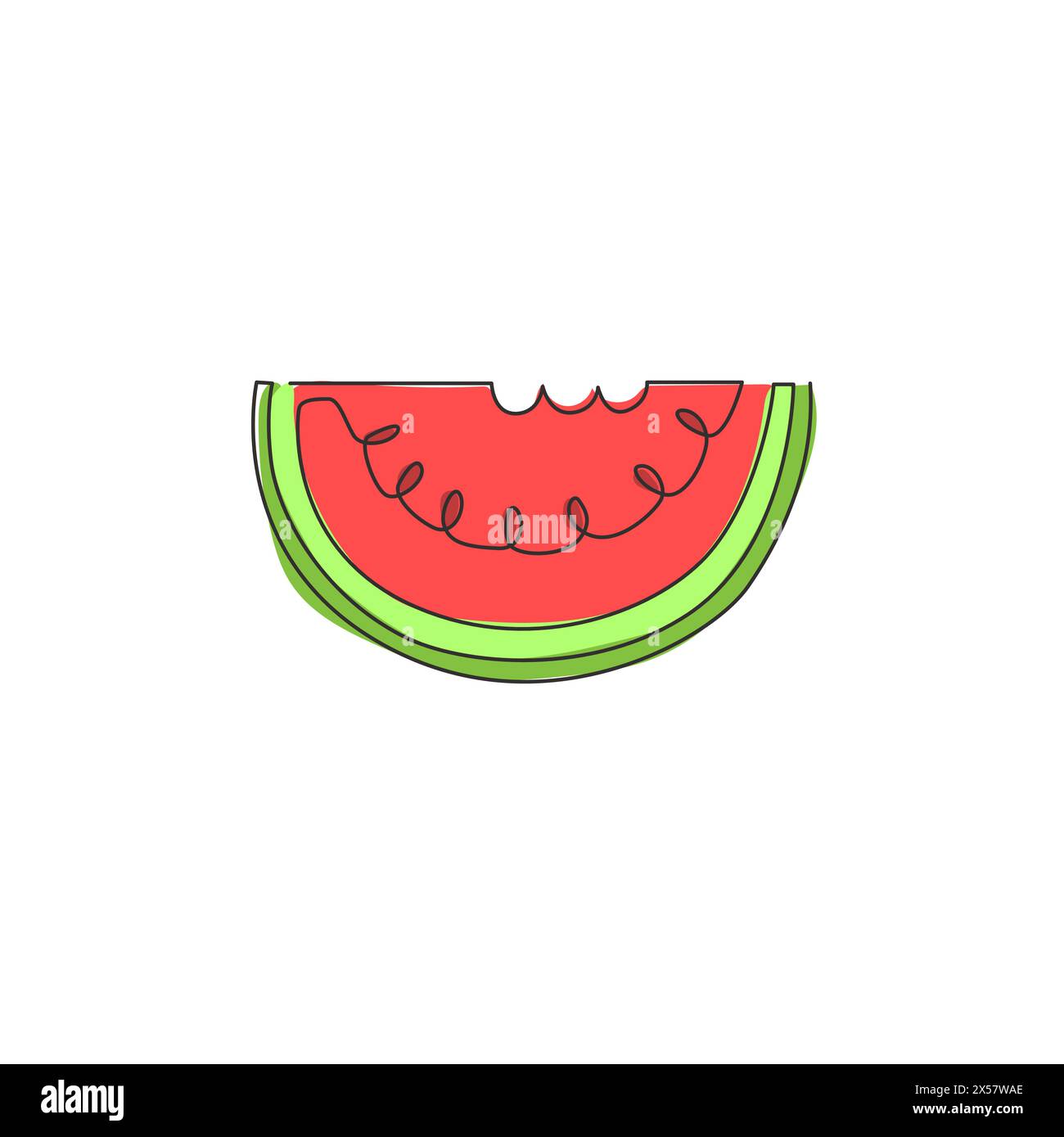 Un dessin en ligne continue de pastèque biologique saine tranchée pour l'identité du logo du verger. Concept de fruitage frais pour icône de jardin de fruits. Singl moderne Illustration de Vecteur