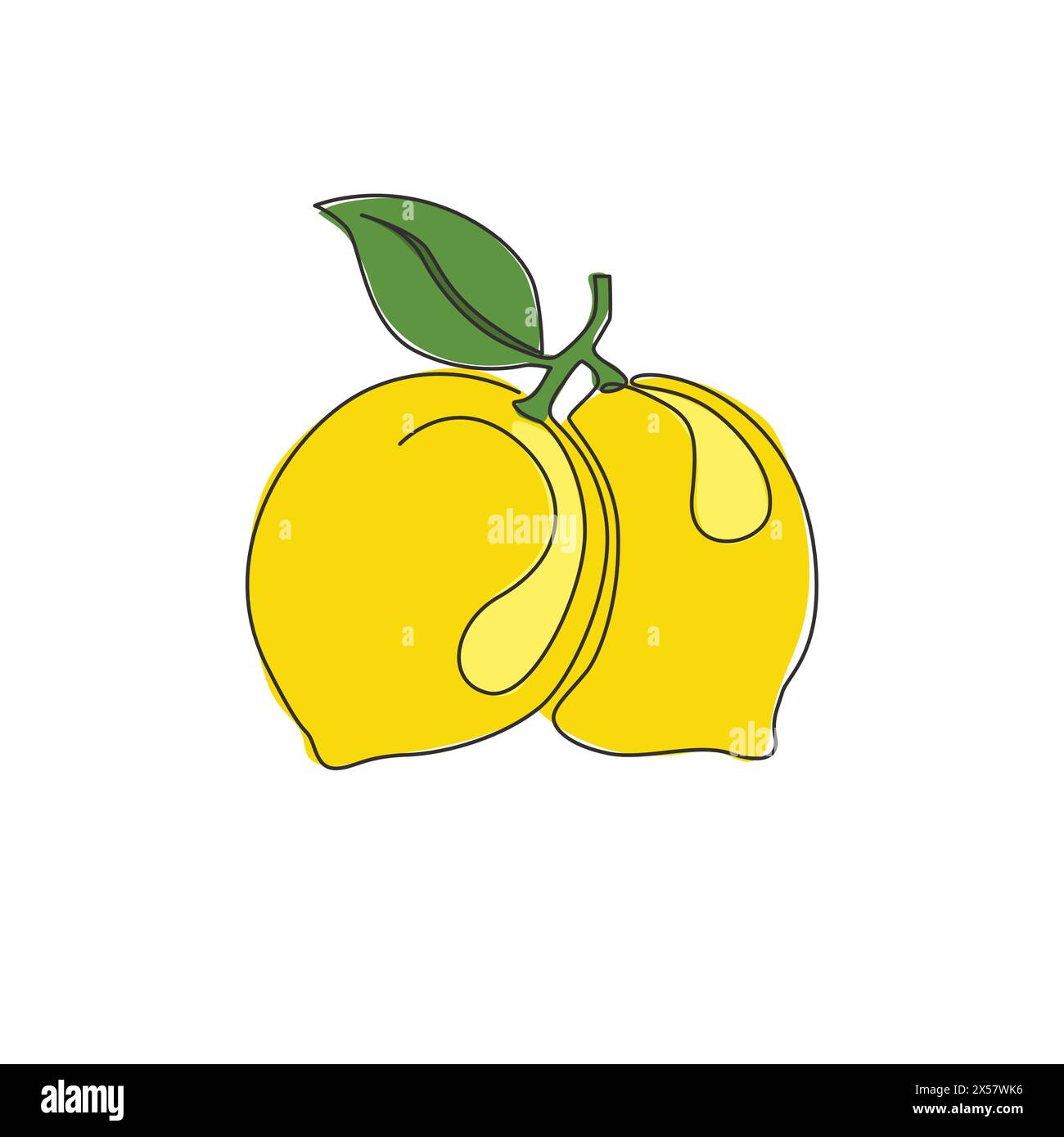 Un dessin en ligne continue de citron organique sain entier pour l'identité du logo du verger. Concept de fruitage de limonade fraîche pour icône de jardin de fruits. Si moderne Illustration de Vecteur