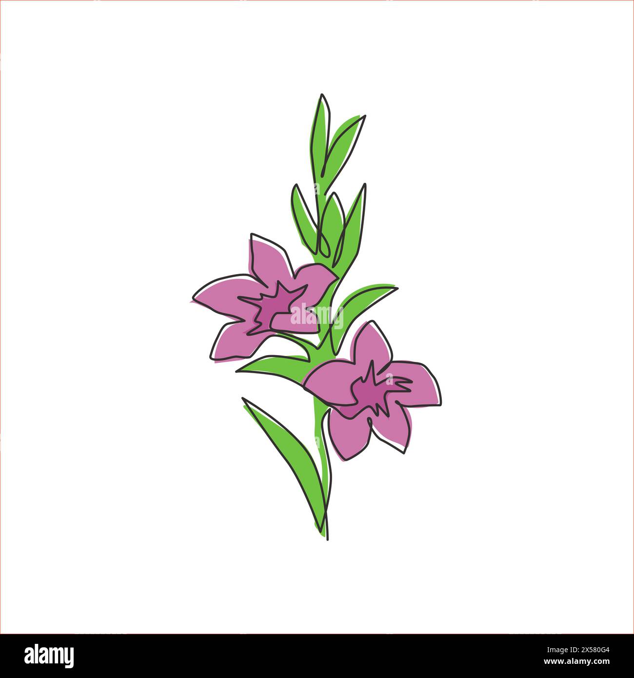 Un dessin de ligne continue de beauté fraîche orchidée pour le logo de jardin. Poster décoratif imprimable orchidaceae flower concept pour décoration murale à la maison Mo Illustration de Vecteur