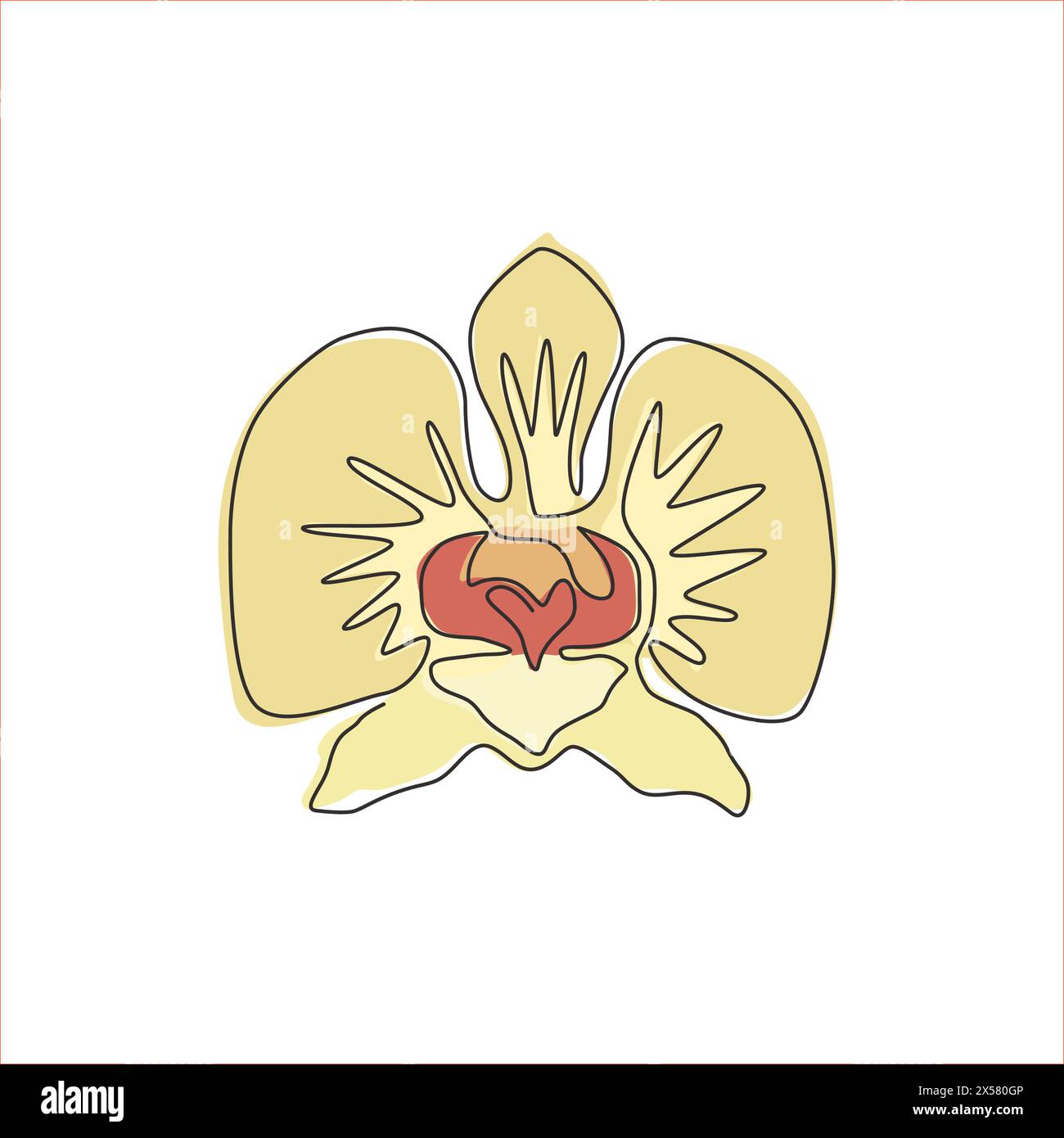 Un dessin en ligne continue de Beauty Fresh Orchid pour décoration murale à la maison Poster décoratif imprimable orchidaceae concept de fleur pour l'icône du parc. Mode Illustration de Vecteur