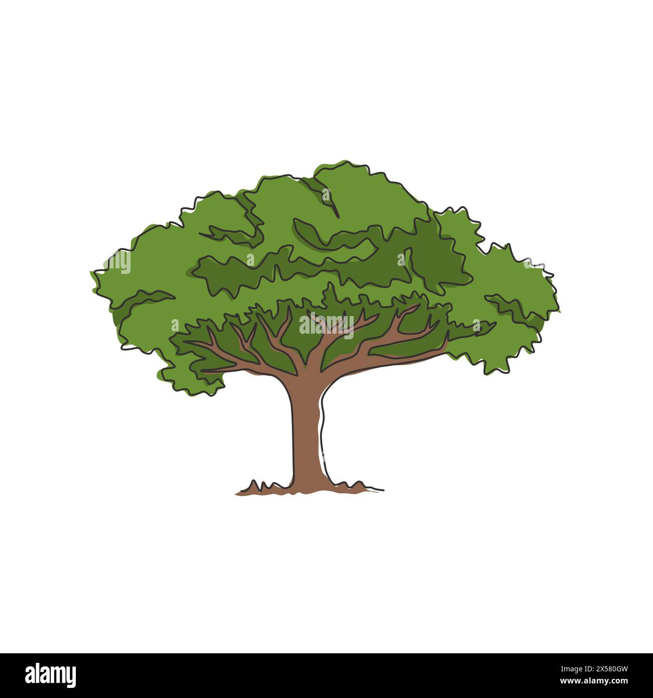 Simple dessin d'une ligne d'arbre marula exotique et de beauté. Sclérocarya birrea décoratif pour carte postale de voeux. Tourisme mondial et concept de voyage. Mode Illustration de Vecteur