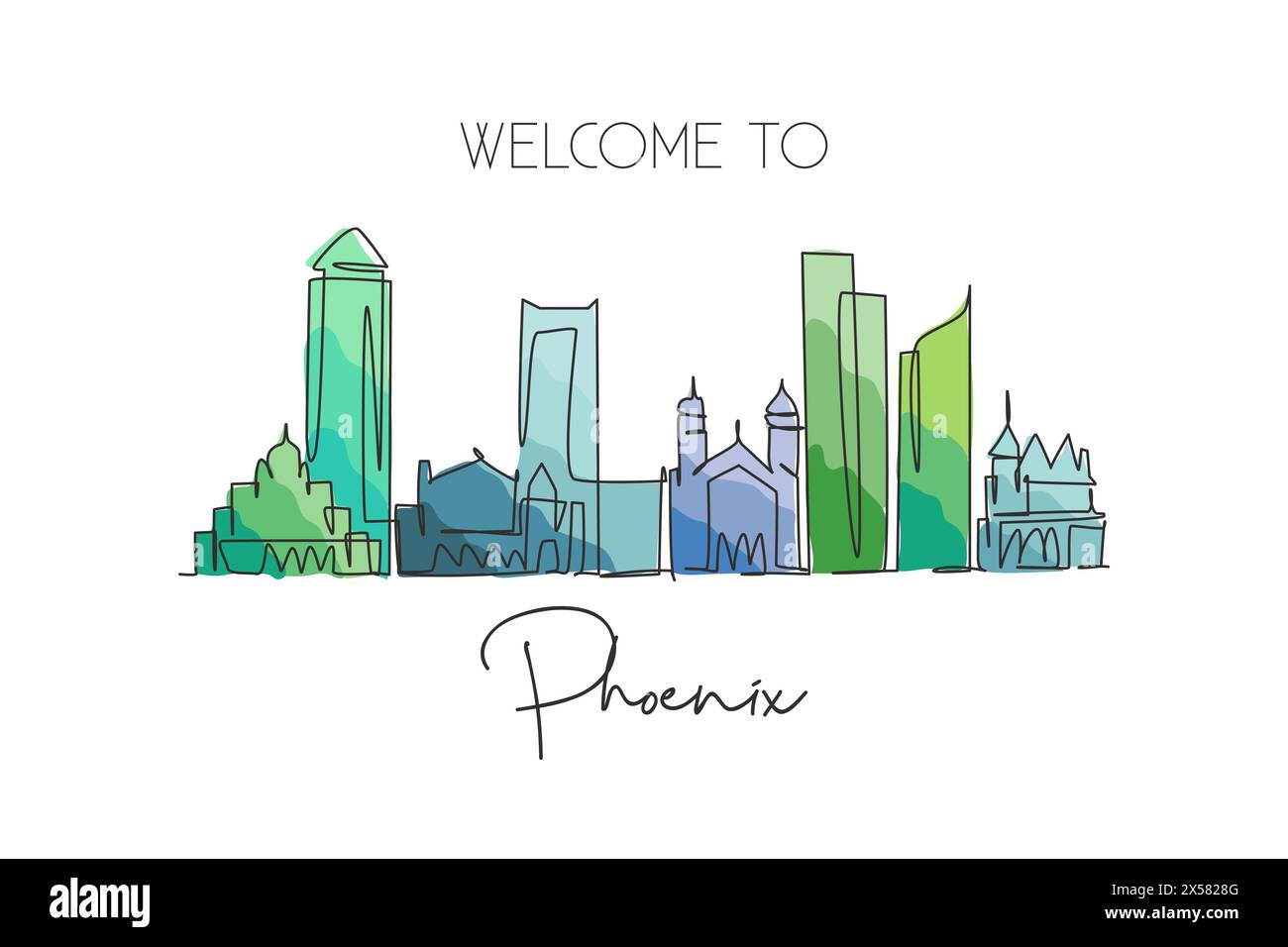 Un dessin au trait continu de la skyline de Phoenix, États-Unis. Magnifique point de repère. Tourisme de paysage mondial et vacances de voyage. Style modifiable Illustration de Vecteur Un dessin au trait continu de la skyline de Phoenix, États-Unis. Magnifique point de repère. Tourisme de paysage mondial et vacances de voyage. Style modifiable Illustration de Vecteur