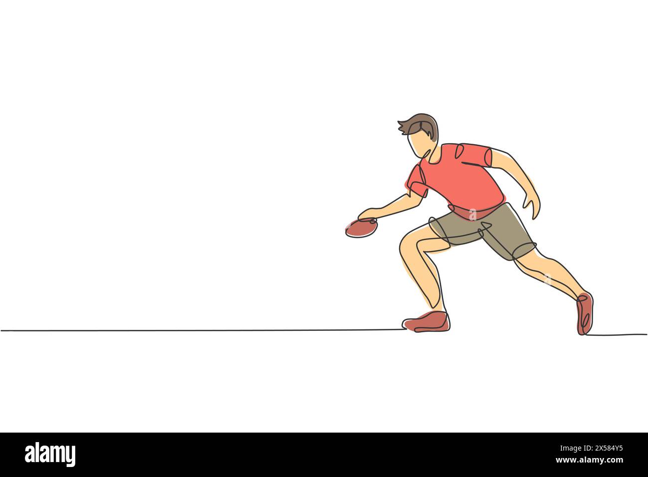 Un dessin sur une ligne de l'entraînement énergique du joueur de tennis de table homme pour tenir rival illustration vectorielle SMASH. Concept sport. Continuou moderne Illustration de Vecteur