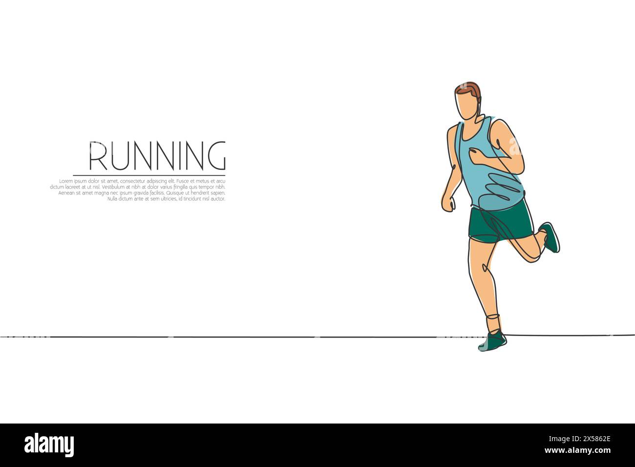 Une seule ligne dessinant jeune homme énergique coureur Focus Run Relax illustration graphique vectorielle. Sport individuel, concept d'entraînement. Continu moderne Illustration de Vecteur